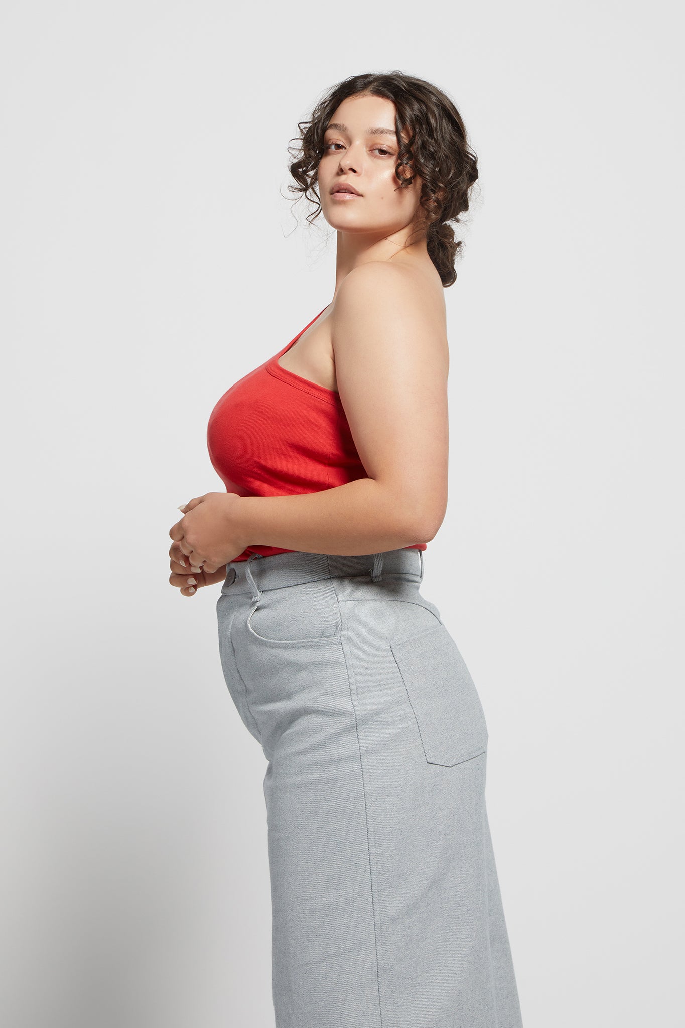 A.BCH A.44 Cherry 1 Shoulder Rib Tank in Organic Cotton
