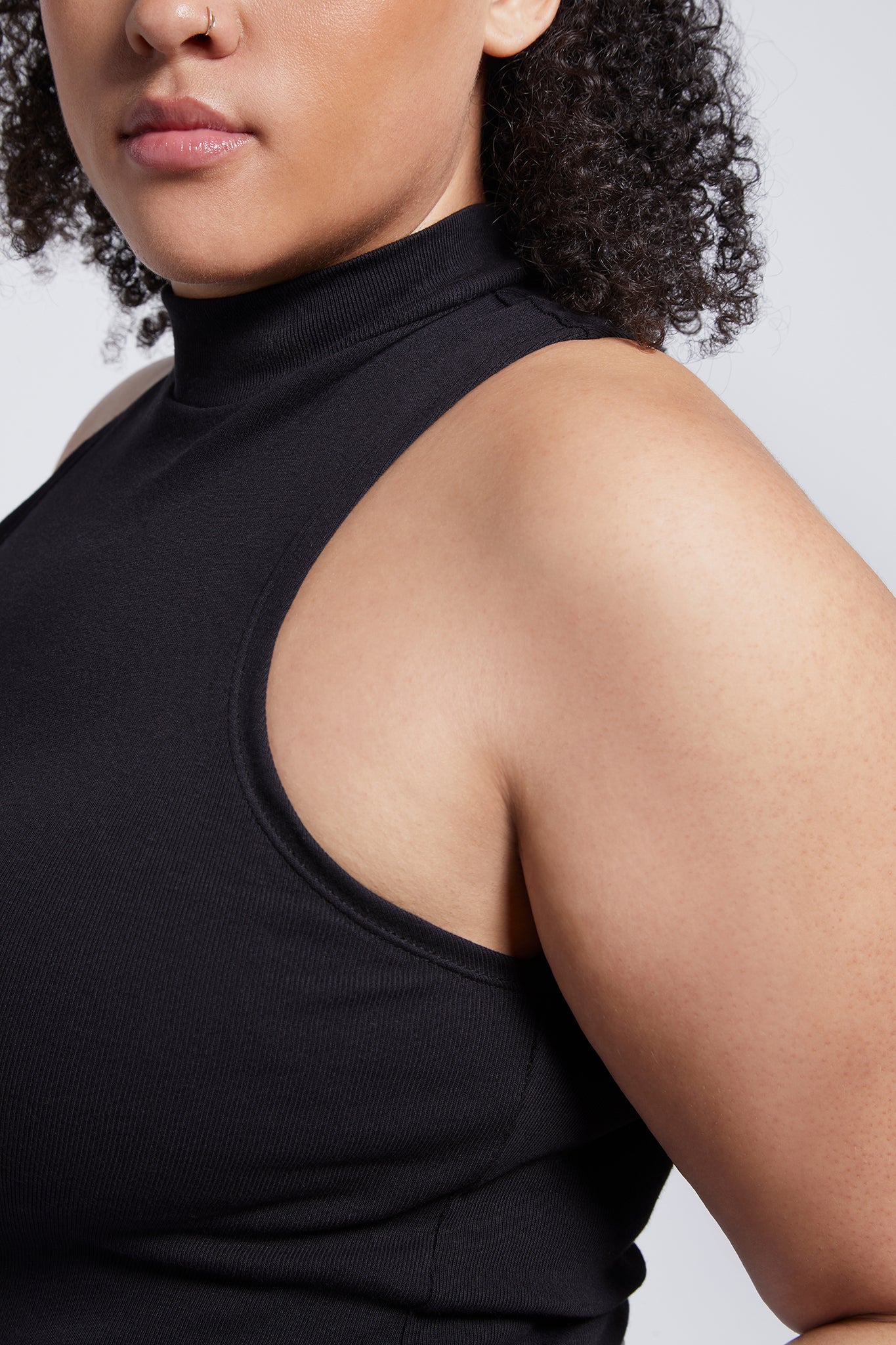 A.BCH A.45 Black Mockneck Tank in Organic Cotton