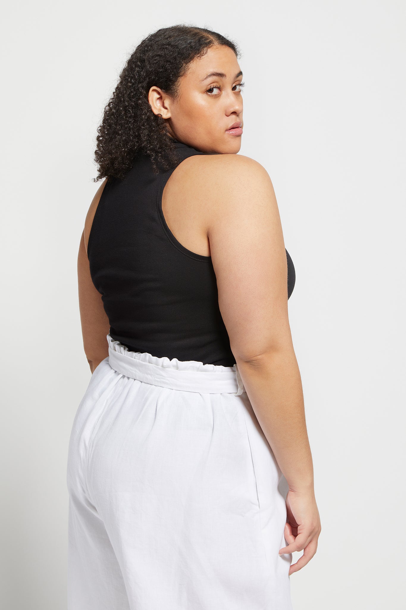 A.BCH A.45 Black Mockneck Tank in Organic Cotton