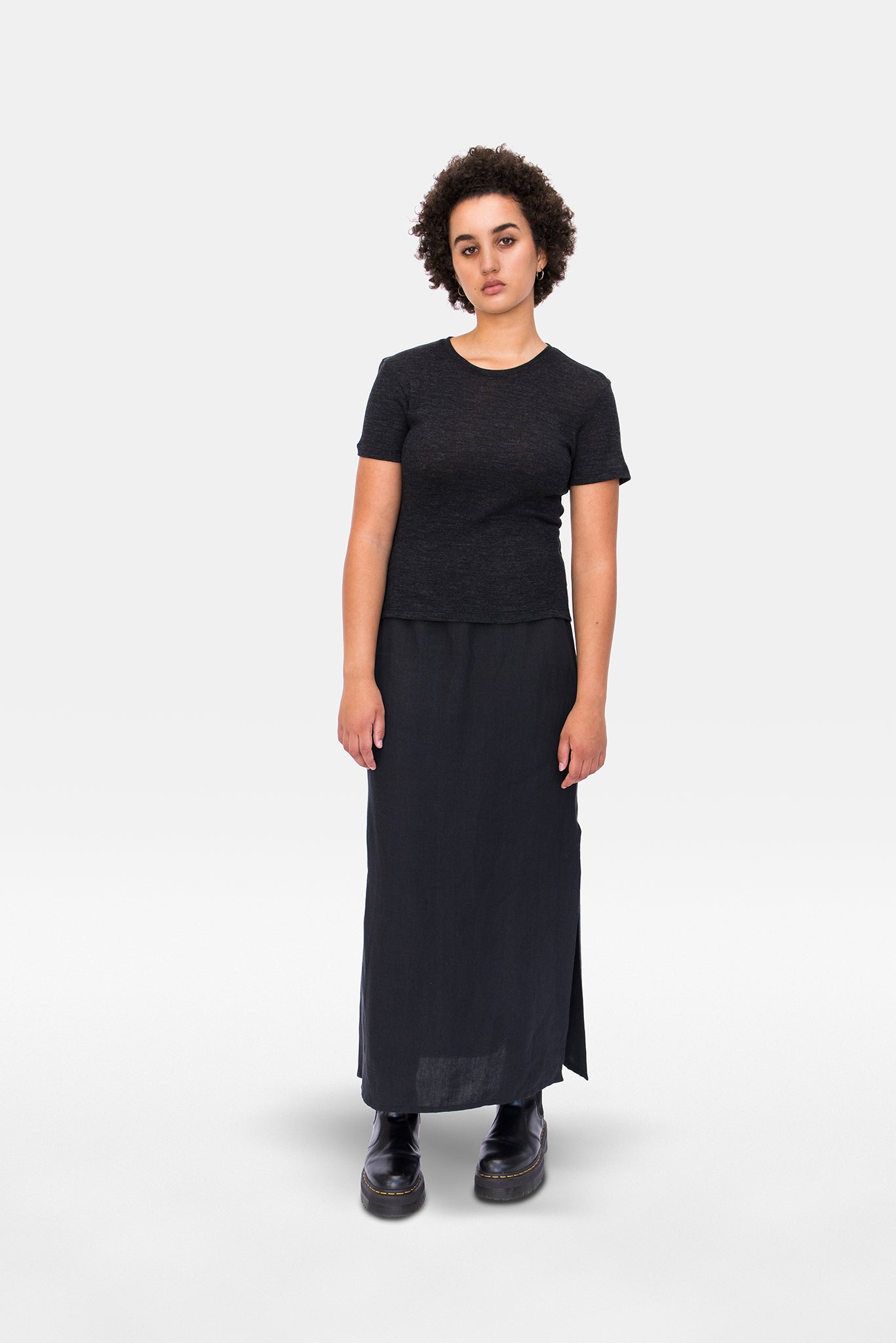A.BCH A.34 Charcoal Short Sleeve Thermal T-Shirt in Australian Merino