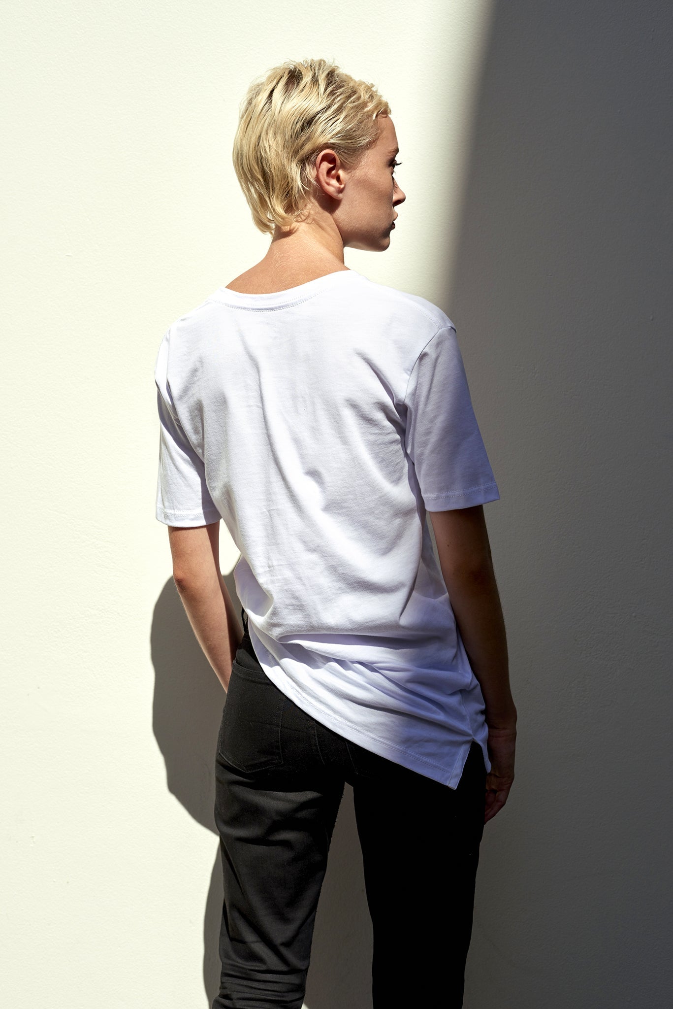 A.BCH A.01 White Longline T-Shirt in Organic Cotton