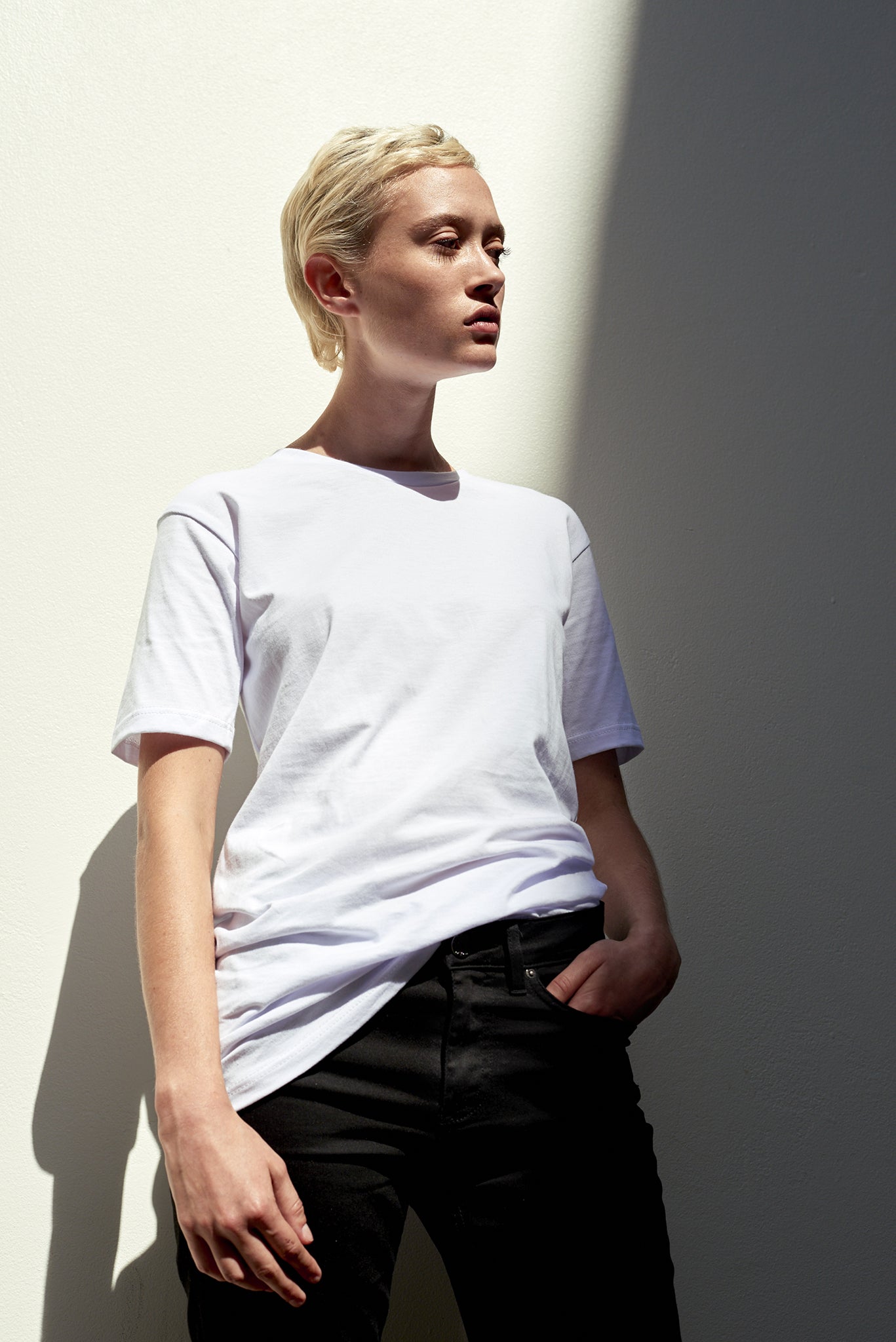 A.BCH A.01 White Longline T-Shirt in Organic Cotton