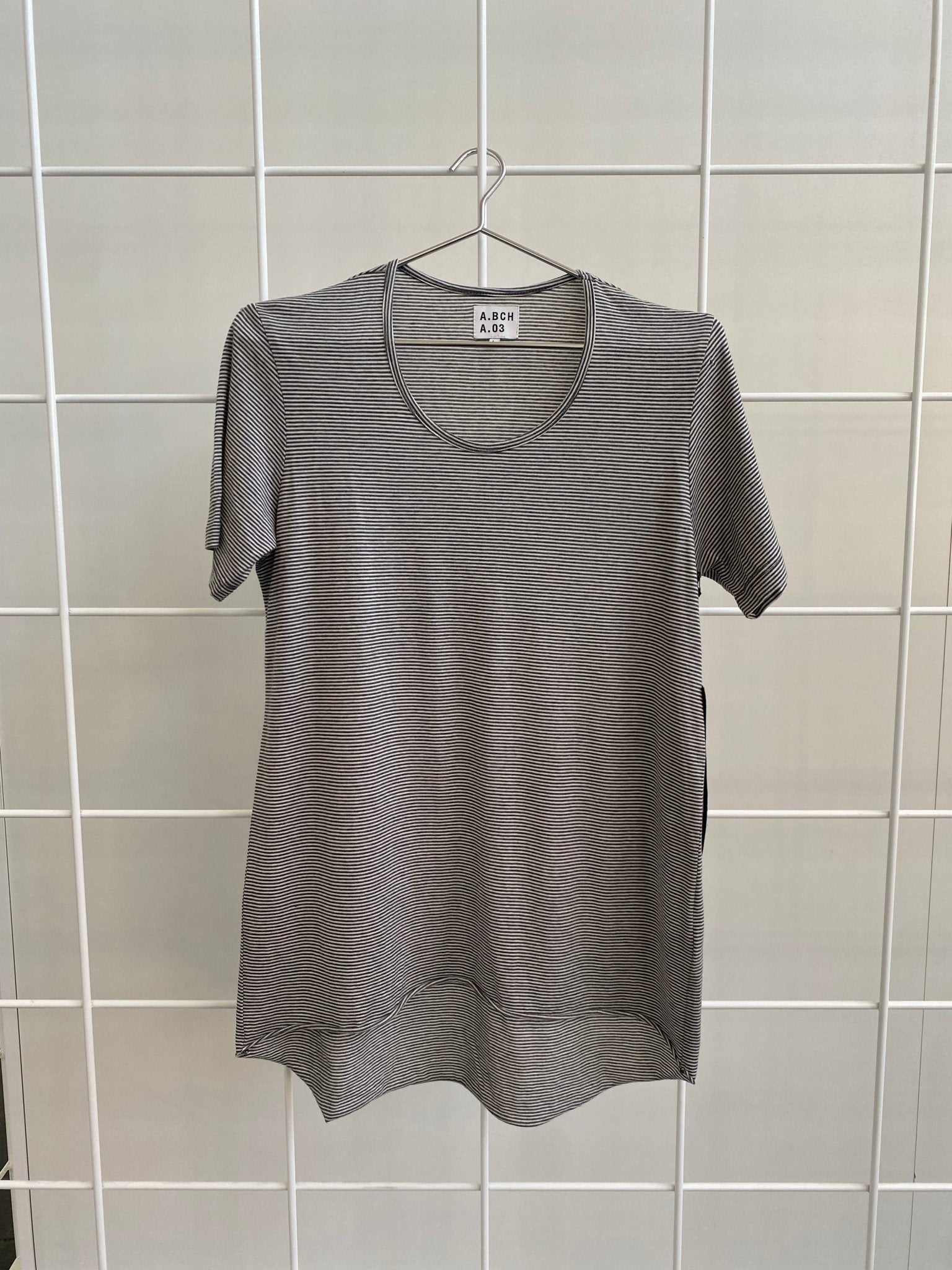 A.BCH A.03 Charcoal Stripe Fine T-Shirt in Organic Cotton