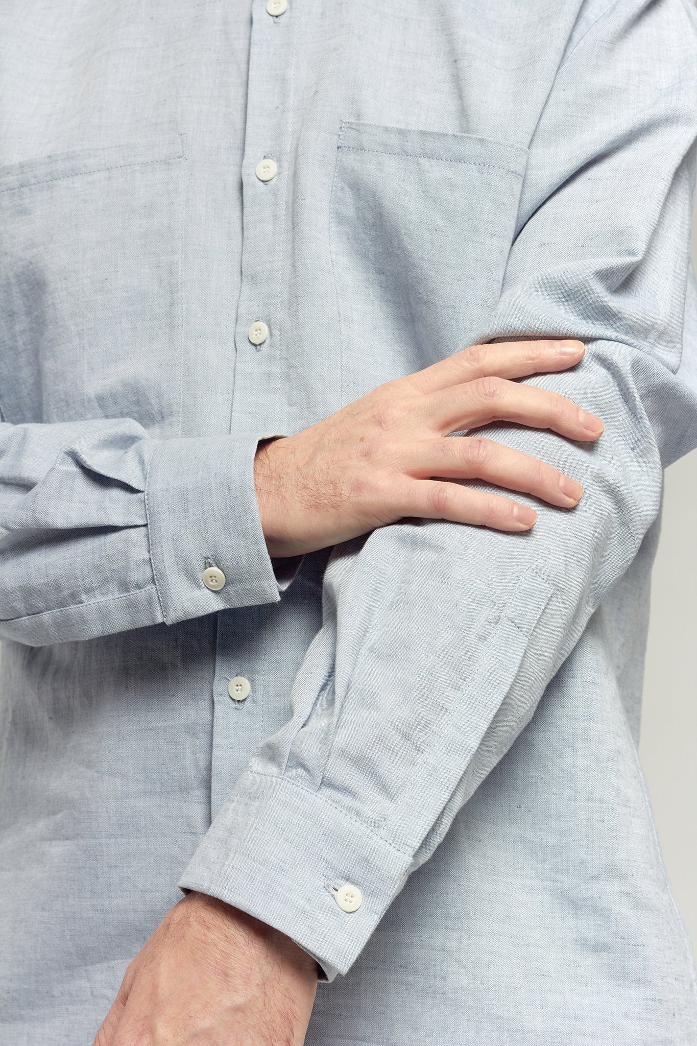 A.04 Light Indigo Long Sleeve Hemp Organic Cotton Chambray Shirt