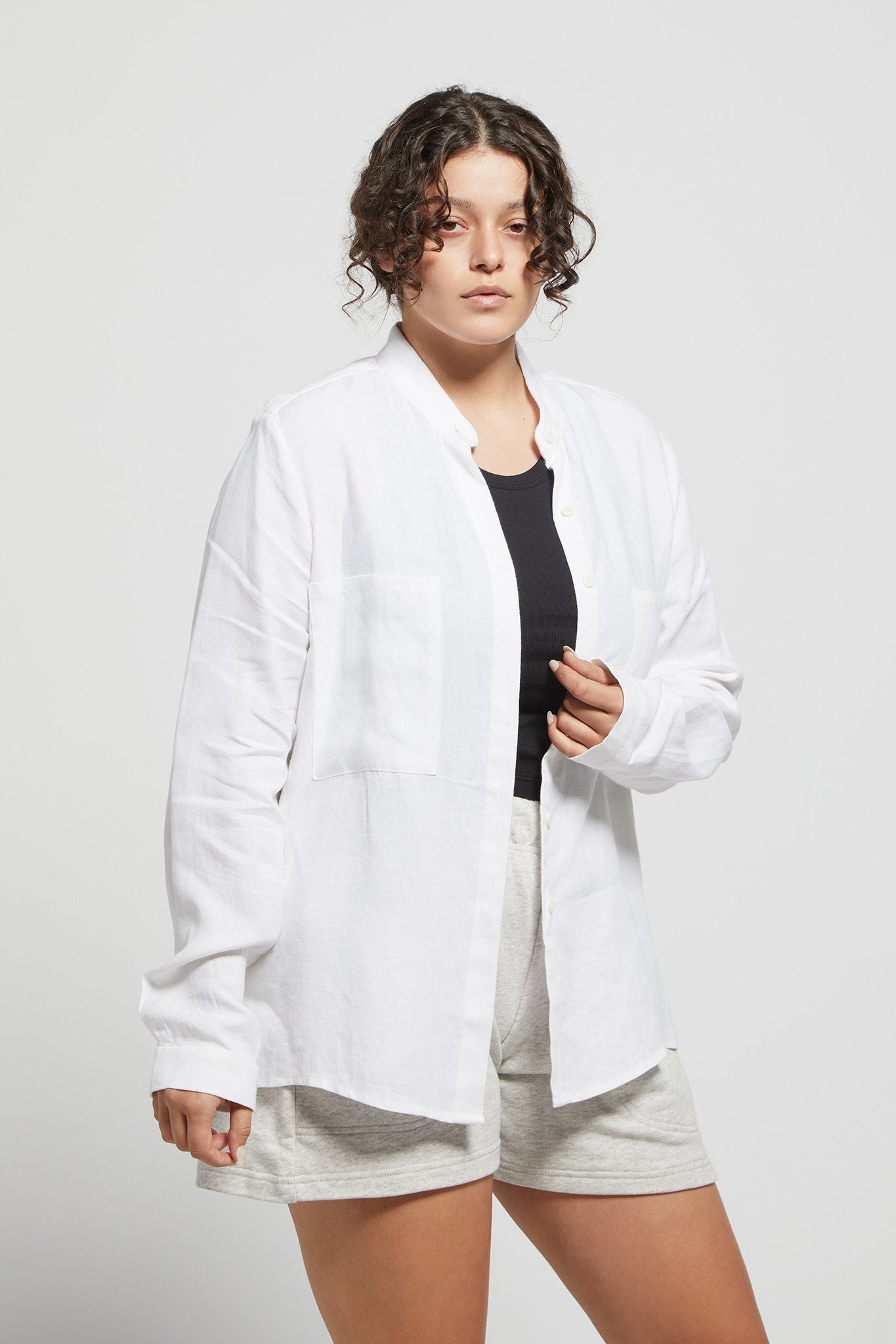 A.BCH A.05 White Button Up Shirt in Organic Linen