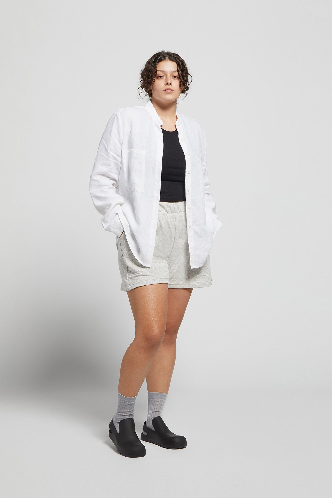 A.BCH A.05 White Button Up Shirt in Organic Linen