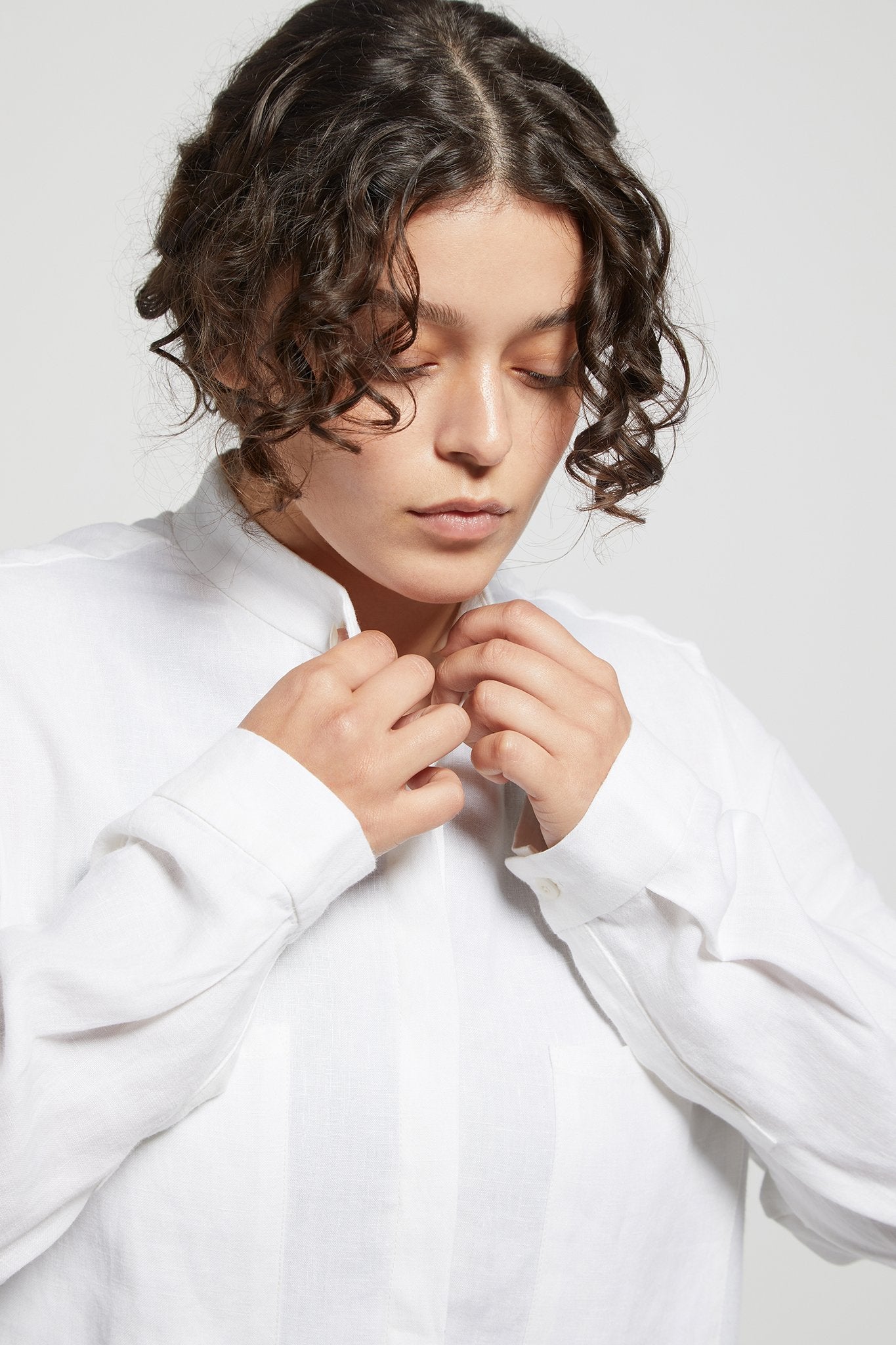 A.BCH A.05 White Button Up Shirt in Organic Linen