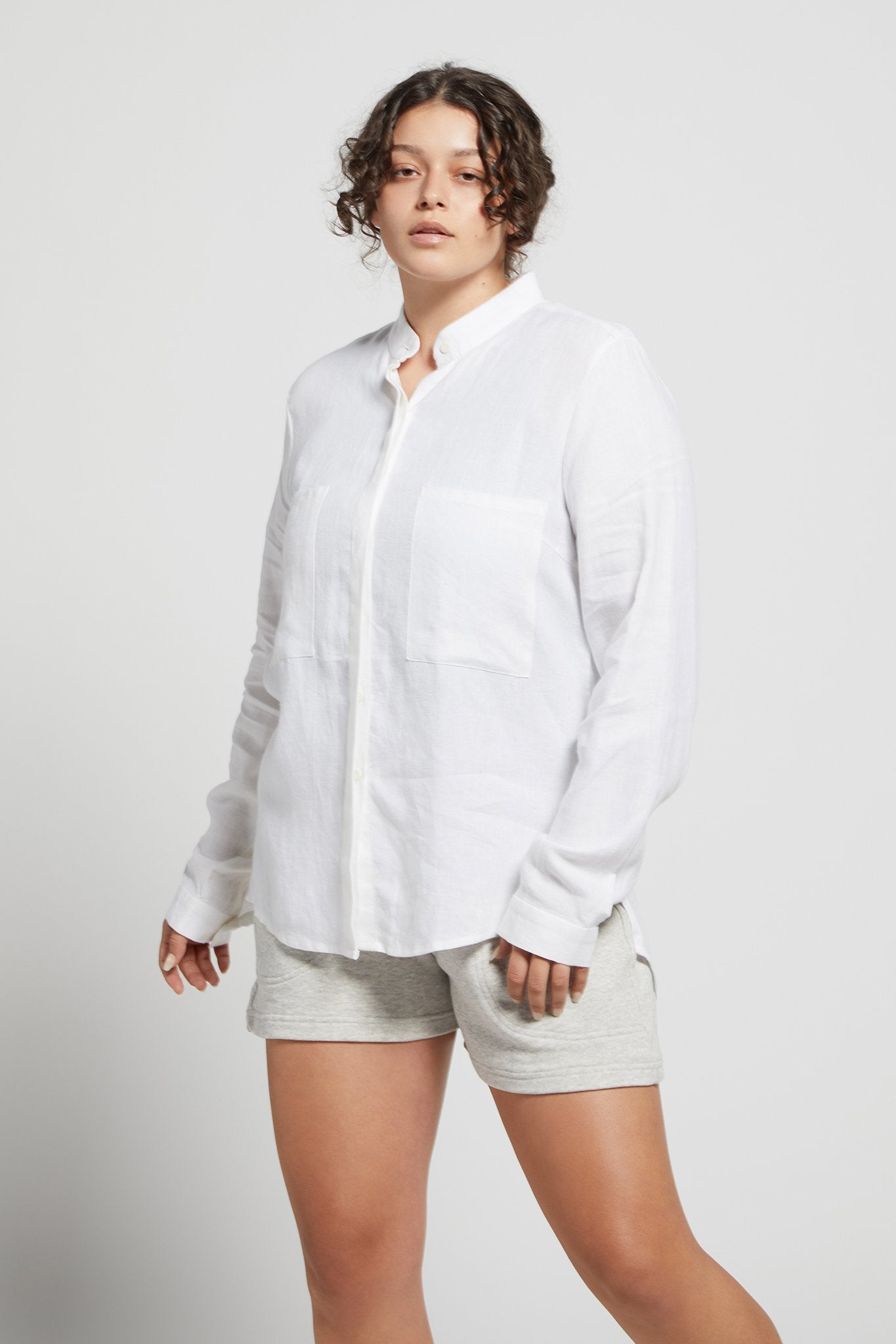 A.BCH A.05 White Button Up Shirt in Organic Linen