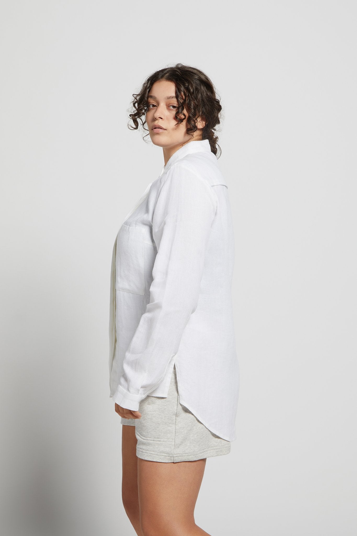 A.BCH A.05 White Button Up Shirt in Organic Linen