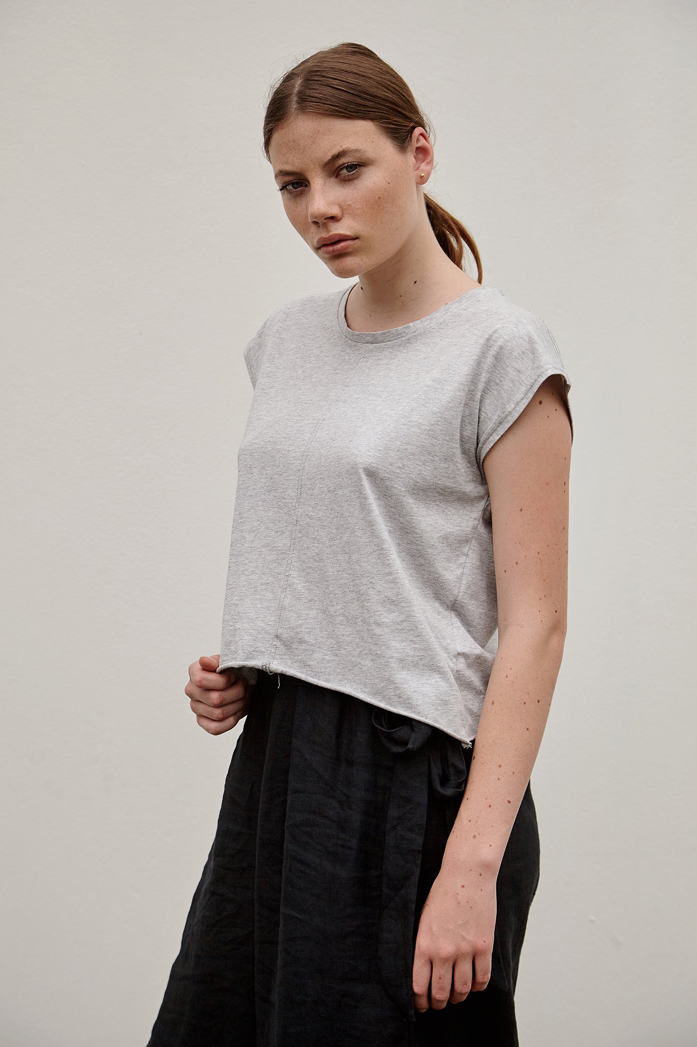 A.BCH A.08 Grey Marle Offcut T-Shirt in Organic Cotton
