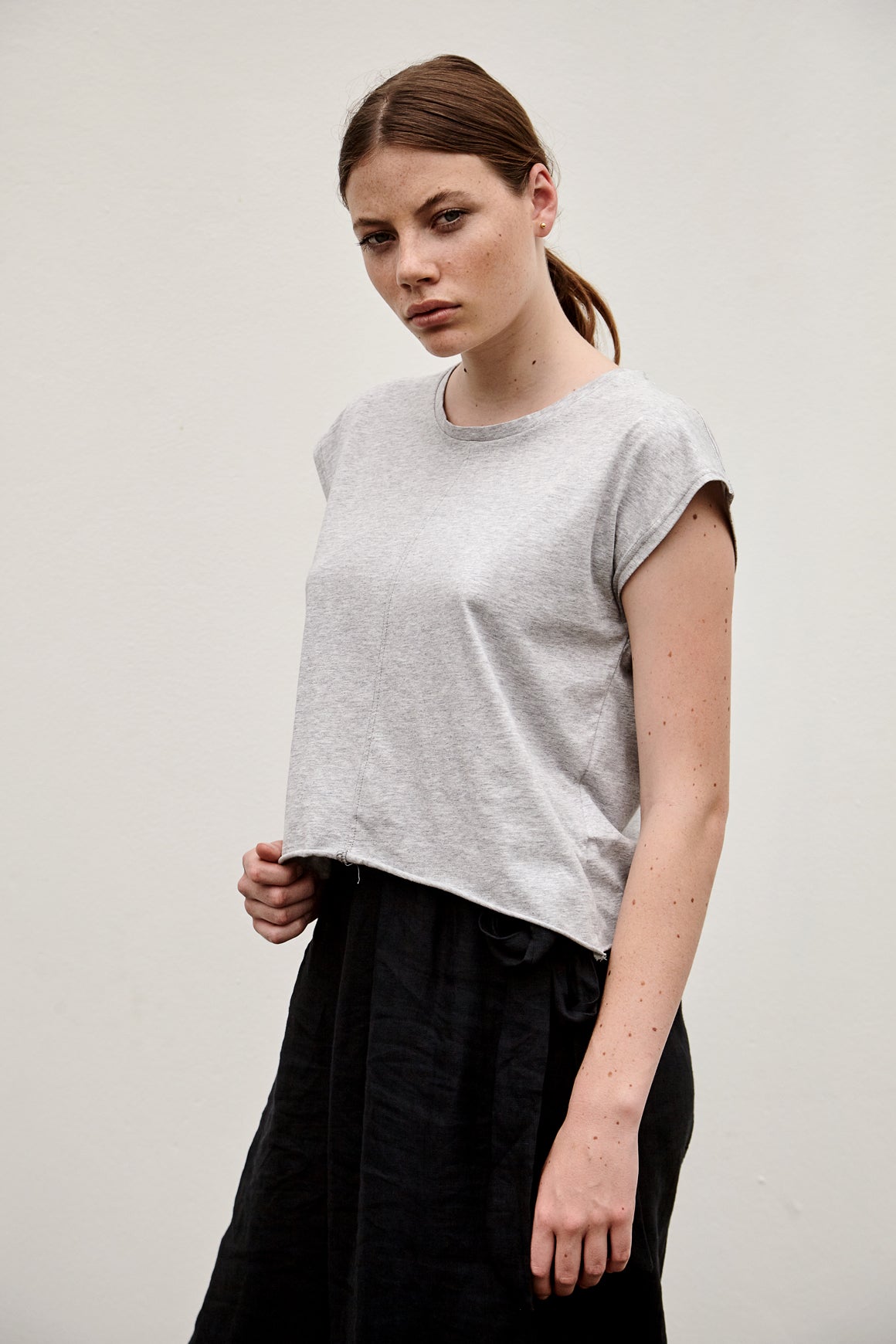 A.BCH A.08 Grey Marle Offcut T-Shirt in Organic Cotton