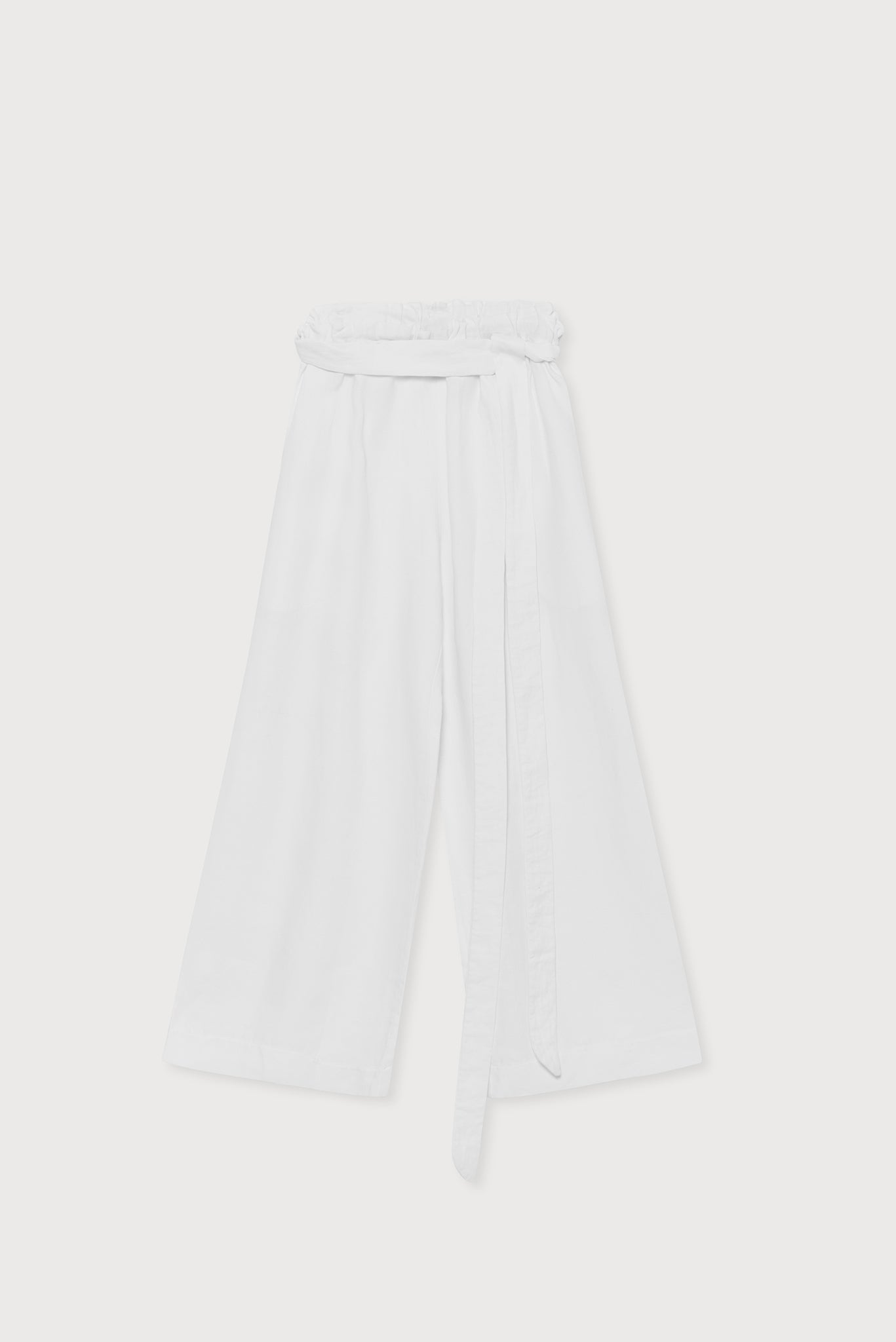 A.BCH A.10 White Palazzo Trousers in Organic Linen