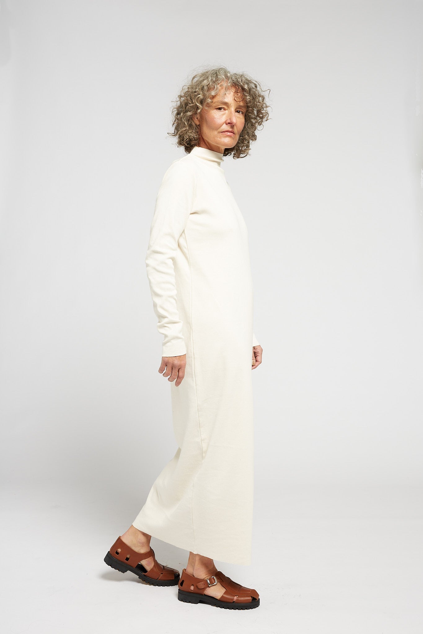 A.BCH A.14 Undyed Long Sleeve Skivvy Dress in Organic Cotton Rib