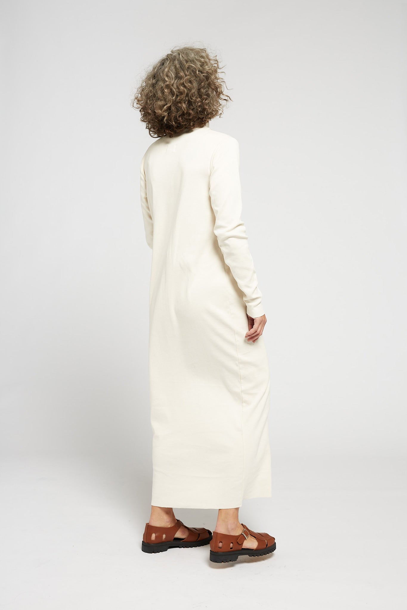 A.BCH A.14 Undyed Long Sleeve Skivvy Dress in Organic Cotton Rib