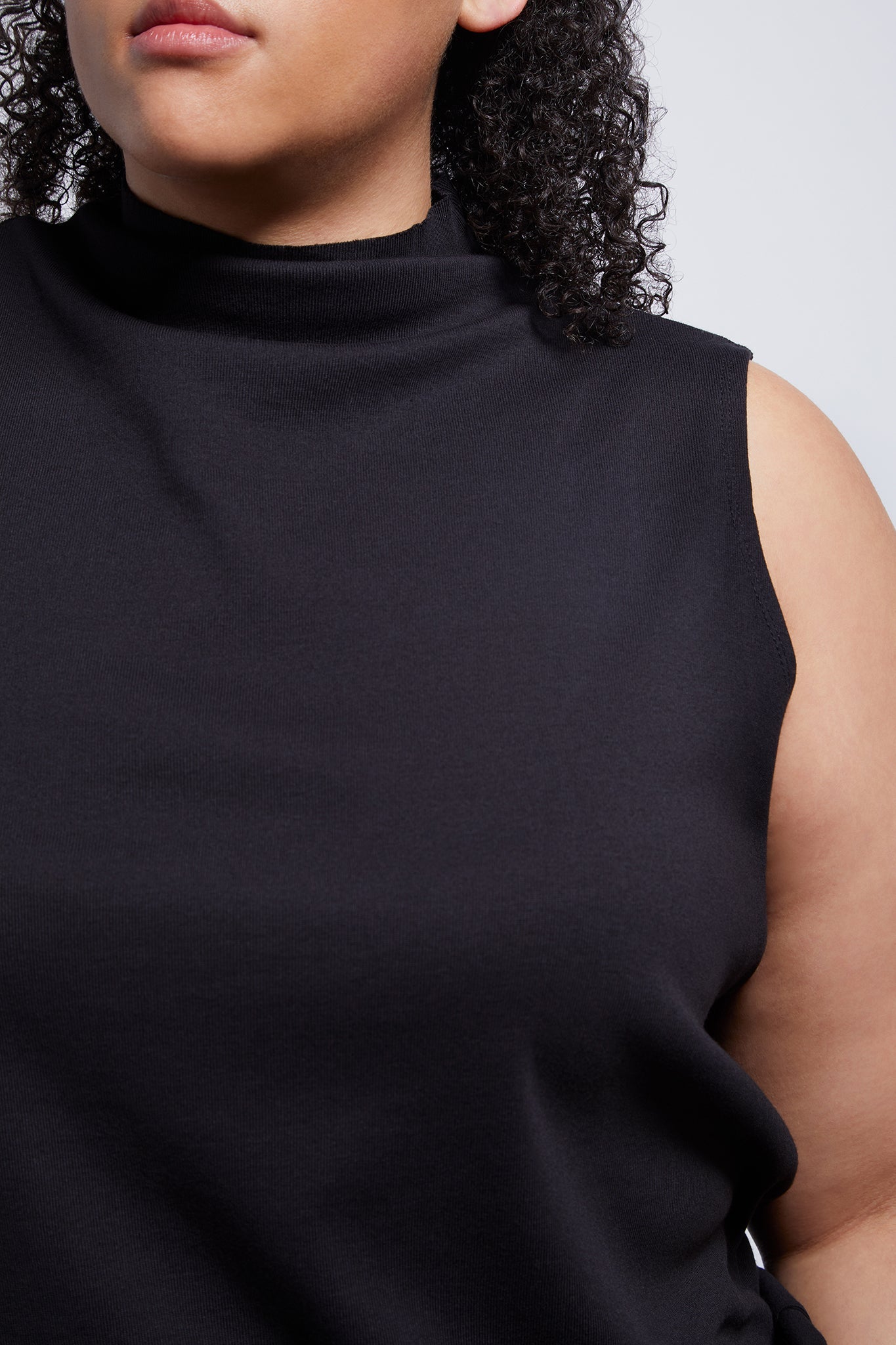A.BCH A.14 Black Sleeveless Skivvy in Organic Cotton Rib