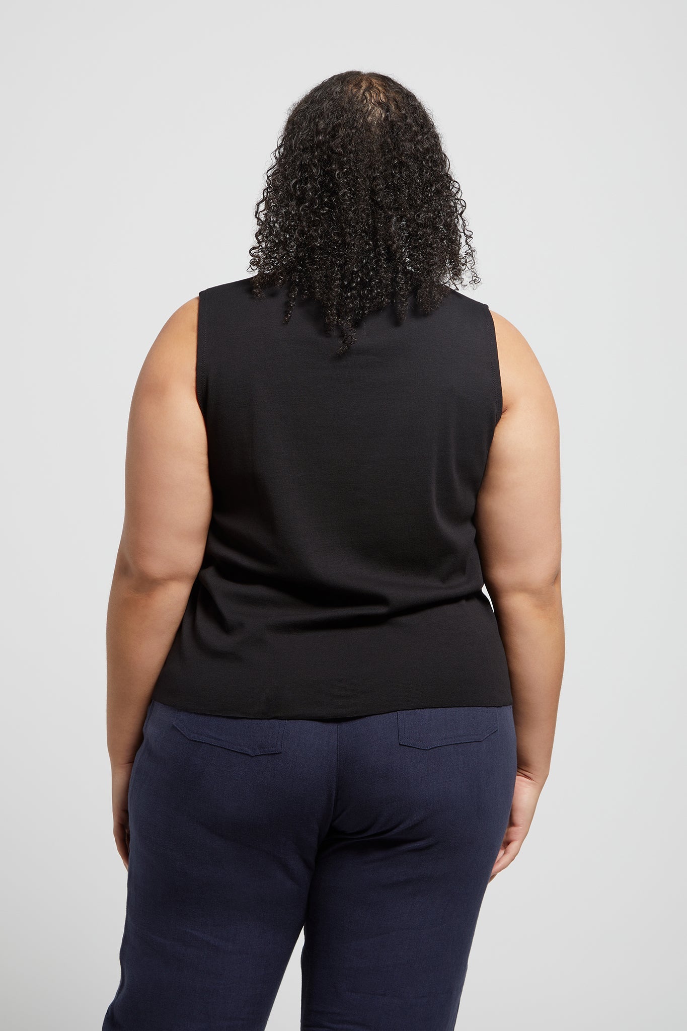 A.BCH A.14 Black Sleeveless Skivvy in Organic Cotton Rib
