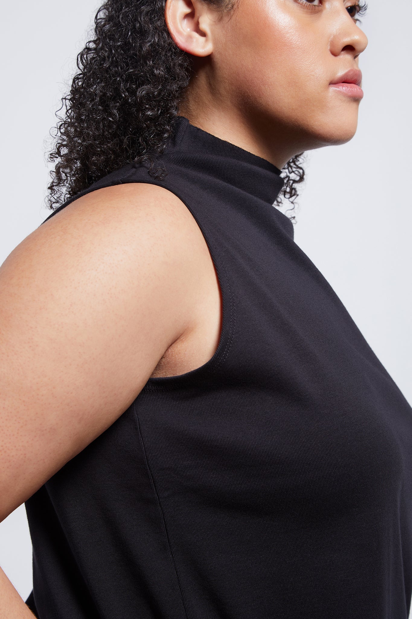 A.BCH A.14 Black Sleeveless Skivvy in Organic Cotton Rib