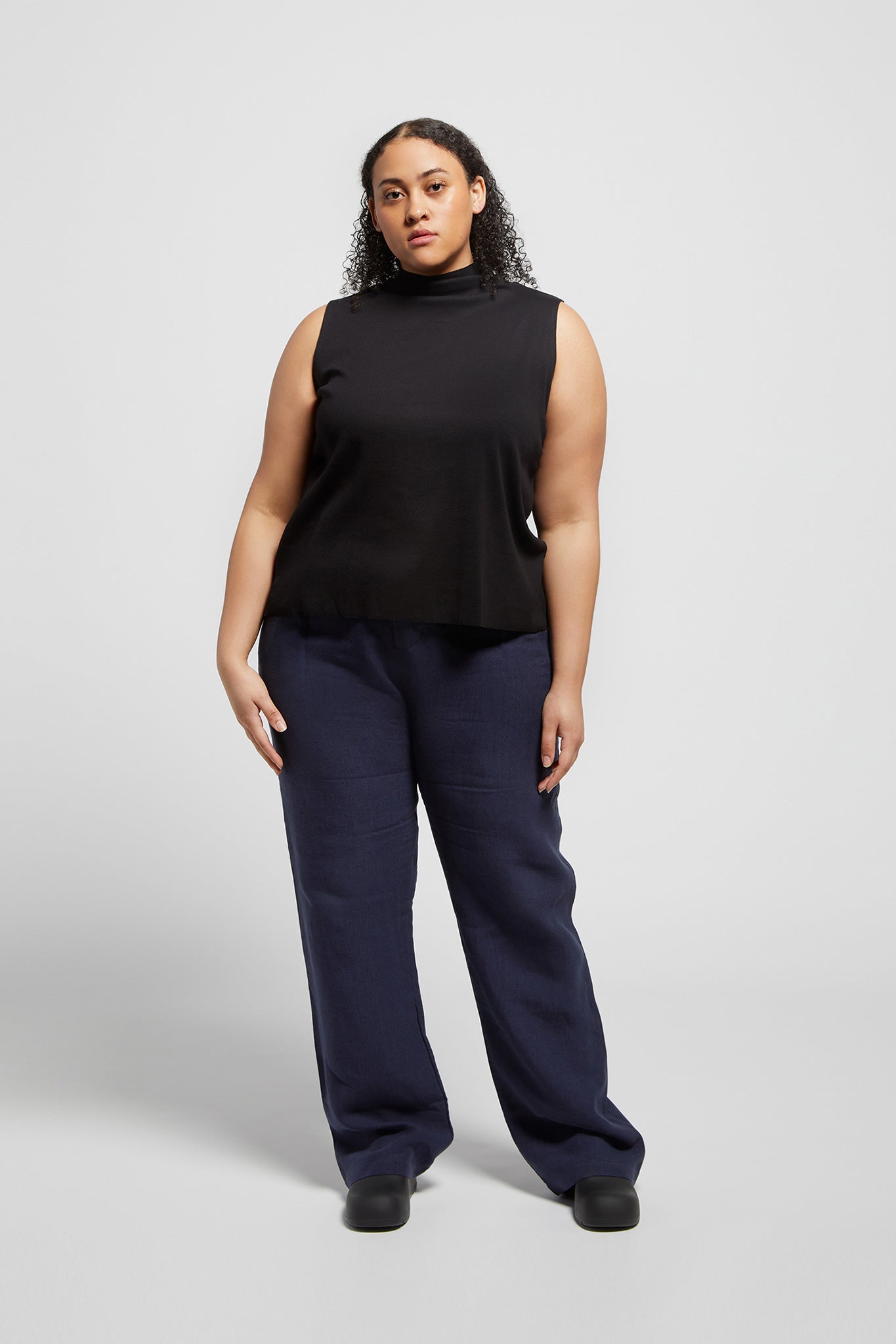 A.BCH A.14 Black Sleeveless Skivvy in Organic Cotton Rib'