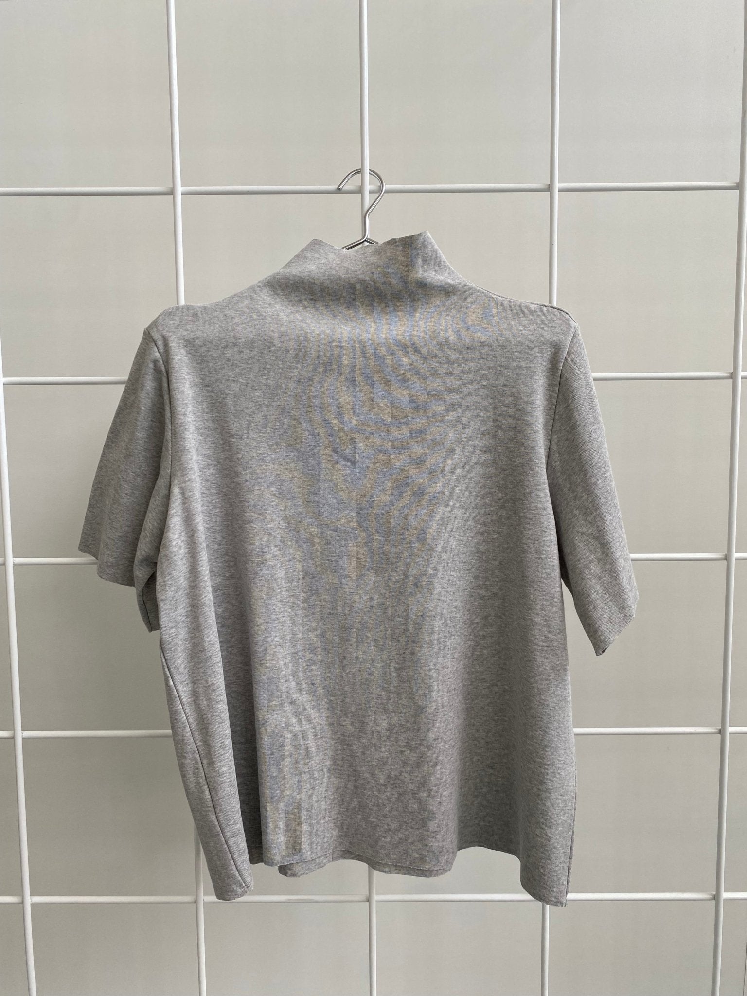 A.BCH A.14 Grey Marle Short Sleeve Skivvy in Organic Cotton Rib
