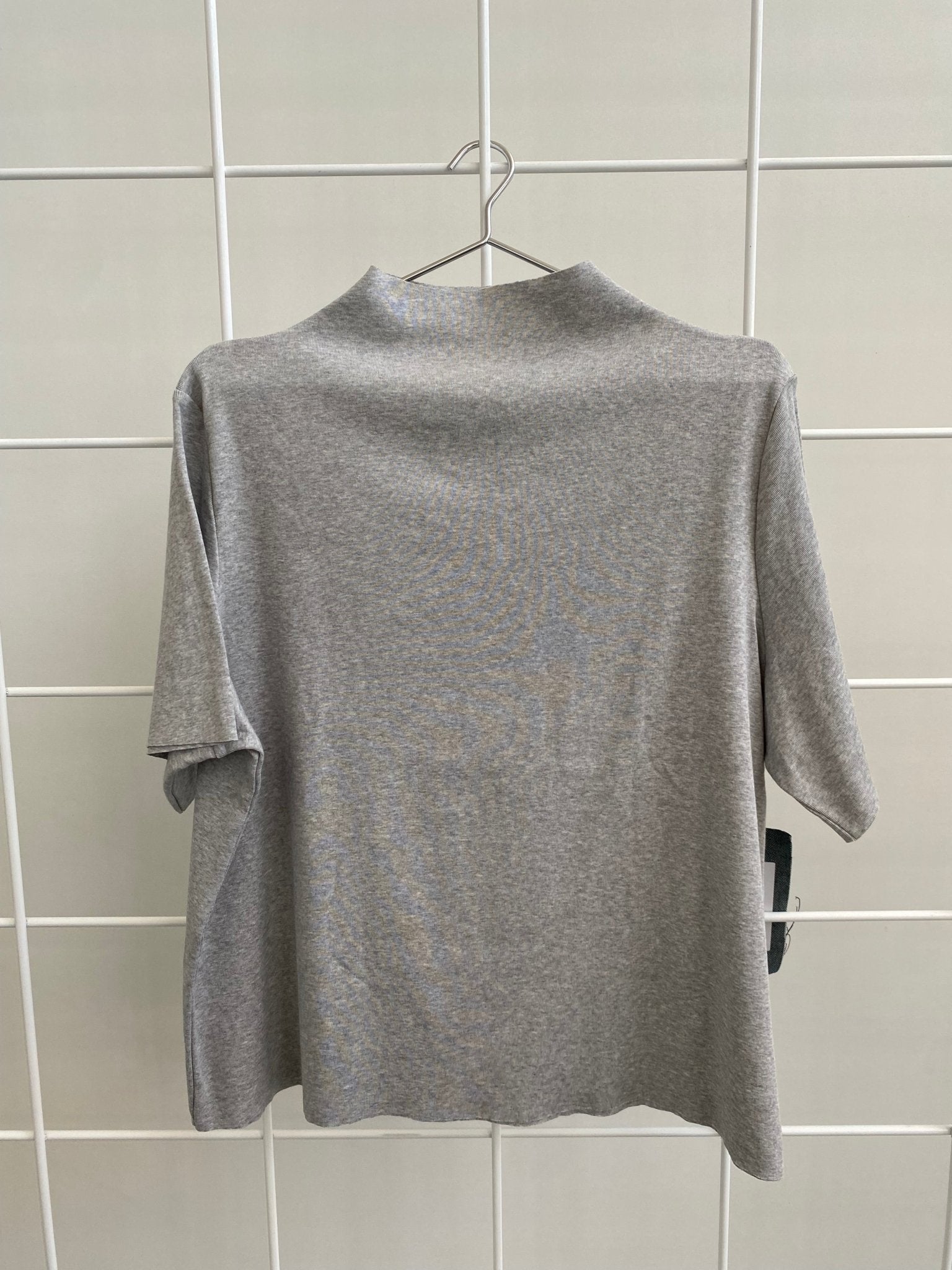A.BCH A.14 Grey Marle Short Sleeve Skivvy in Organic Cotton Rib