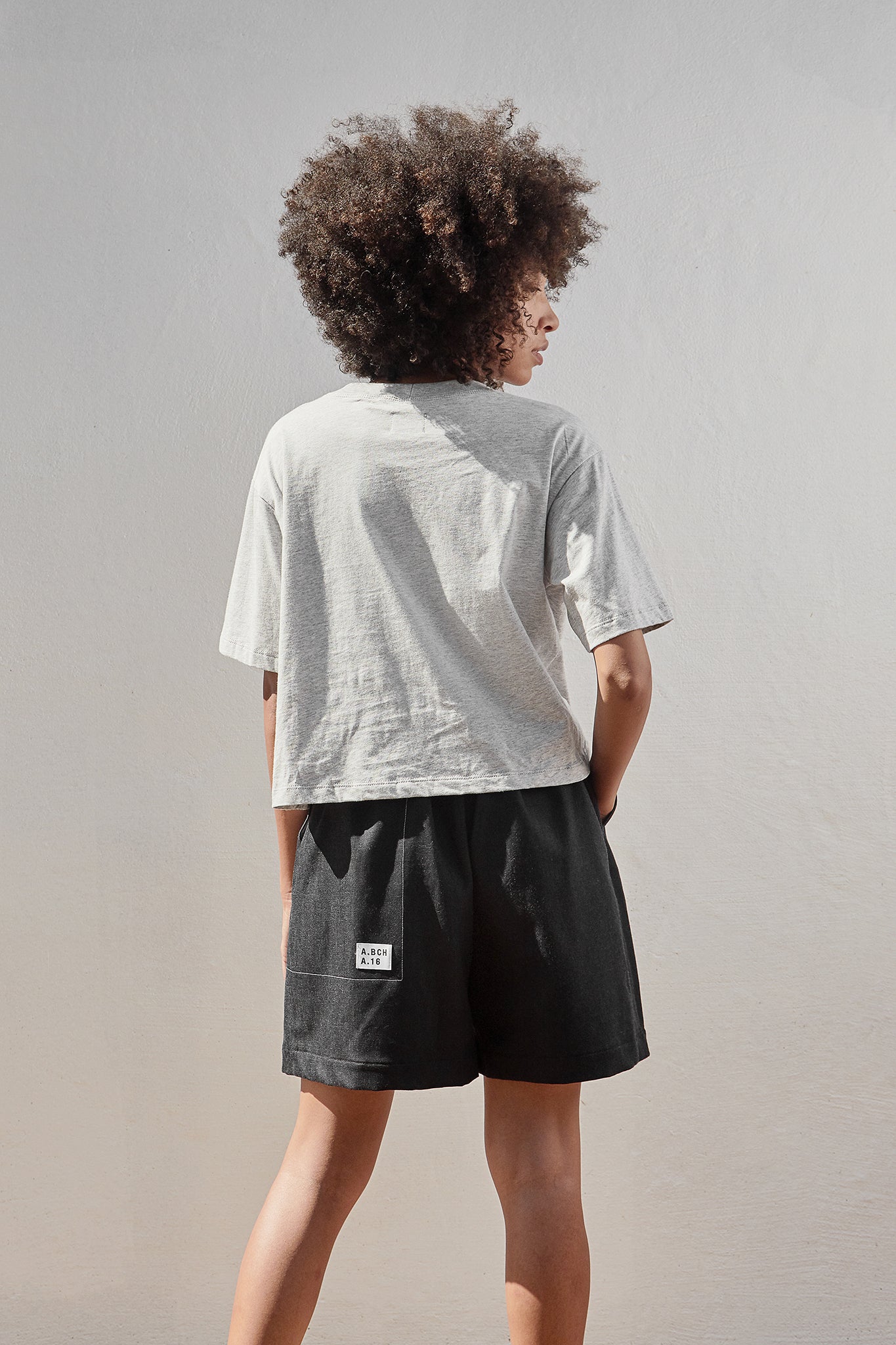 A.BCH A.15 Grey Marle Crop T-Shirt in Organic Cotton