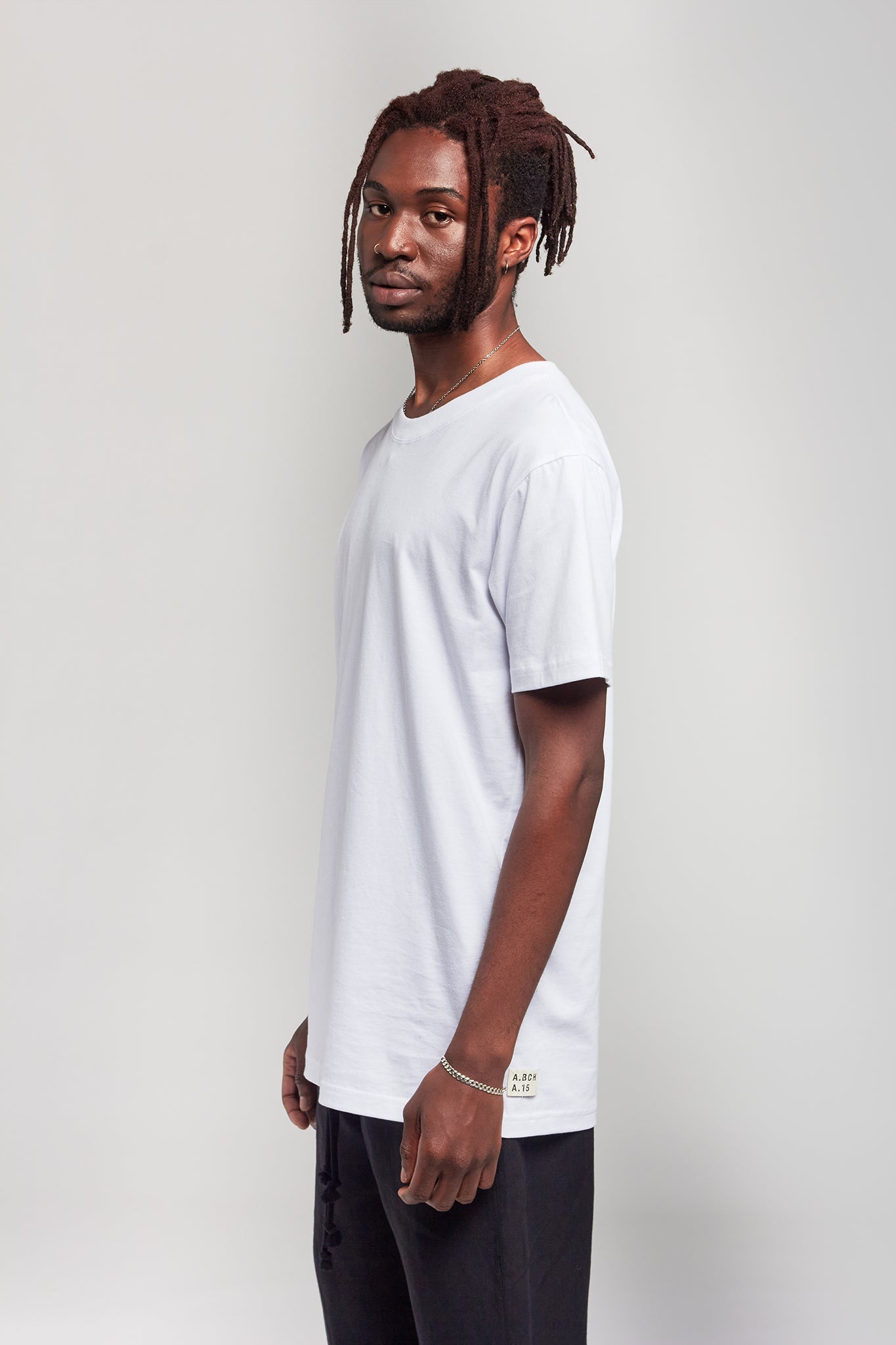 A.BCH A.15 White Long Line Tshirt in Organic Cotton