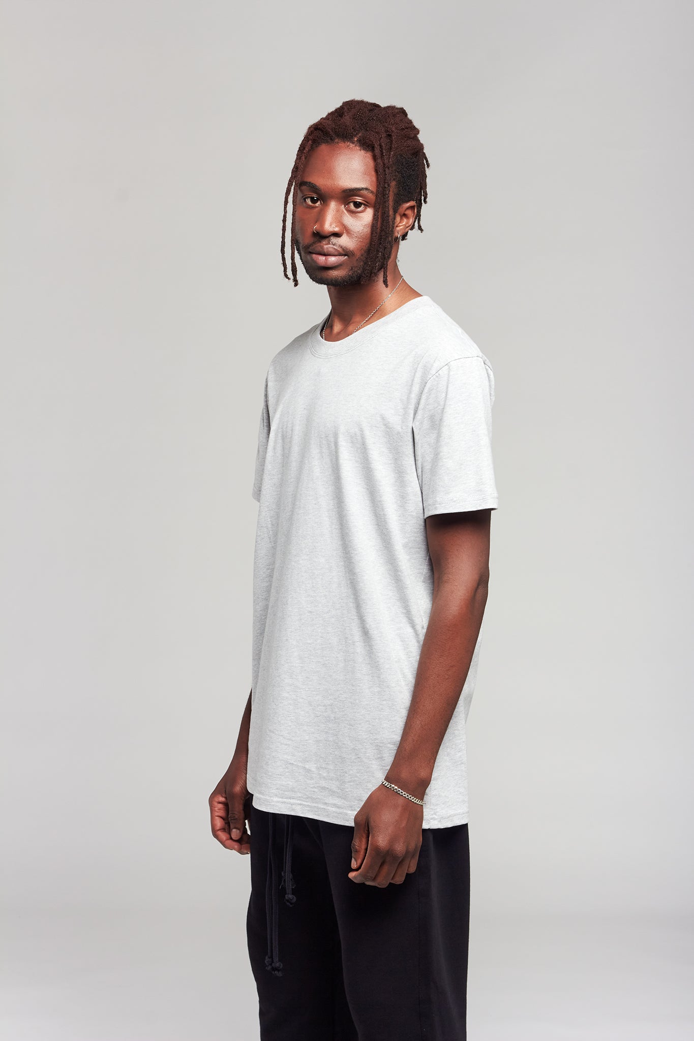 A.BCH A.15 Grey Marle Long Line Tshirt in Organic Cotton
