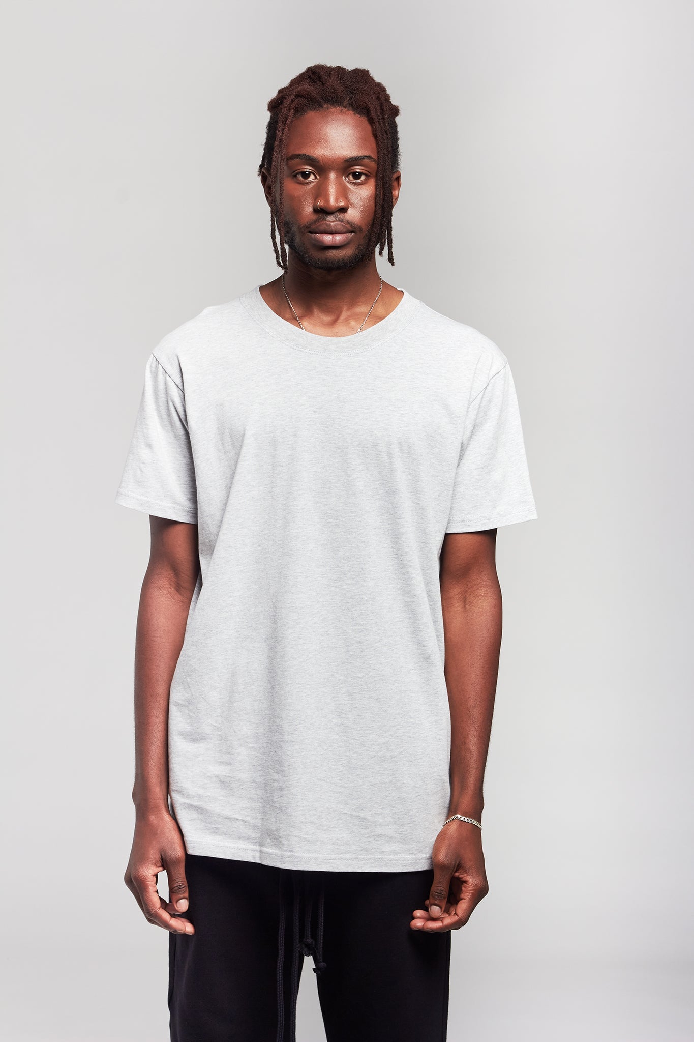 A.BCH A.15 Grey Marle Long Line Tshirt in Organic Cotton
