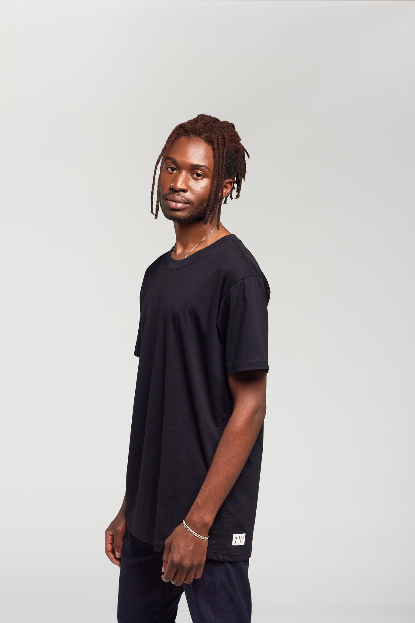 A.BCH A.15 Black Long Line Tshirt in Organic Cotton