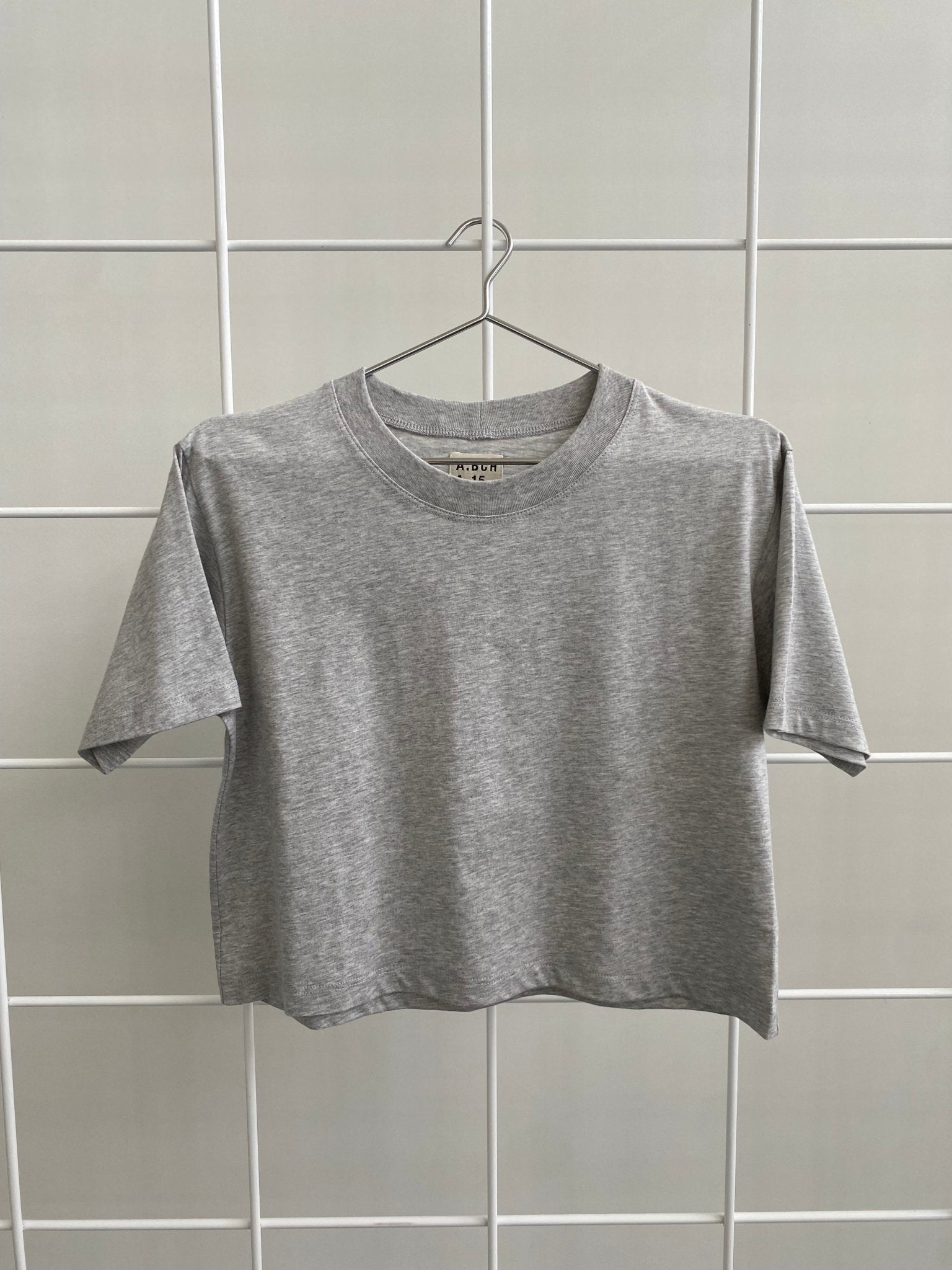 A.BCH A.15 Grey Marle Crop T-Shirt in Organic Cotton