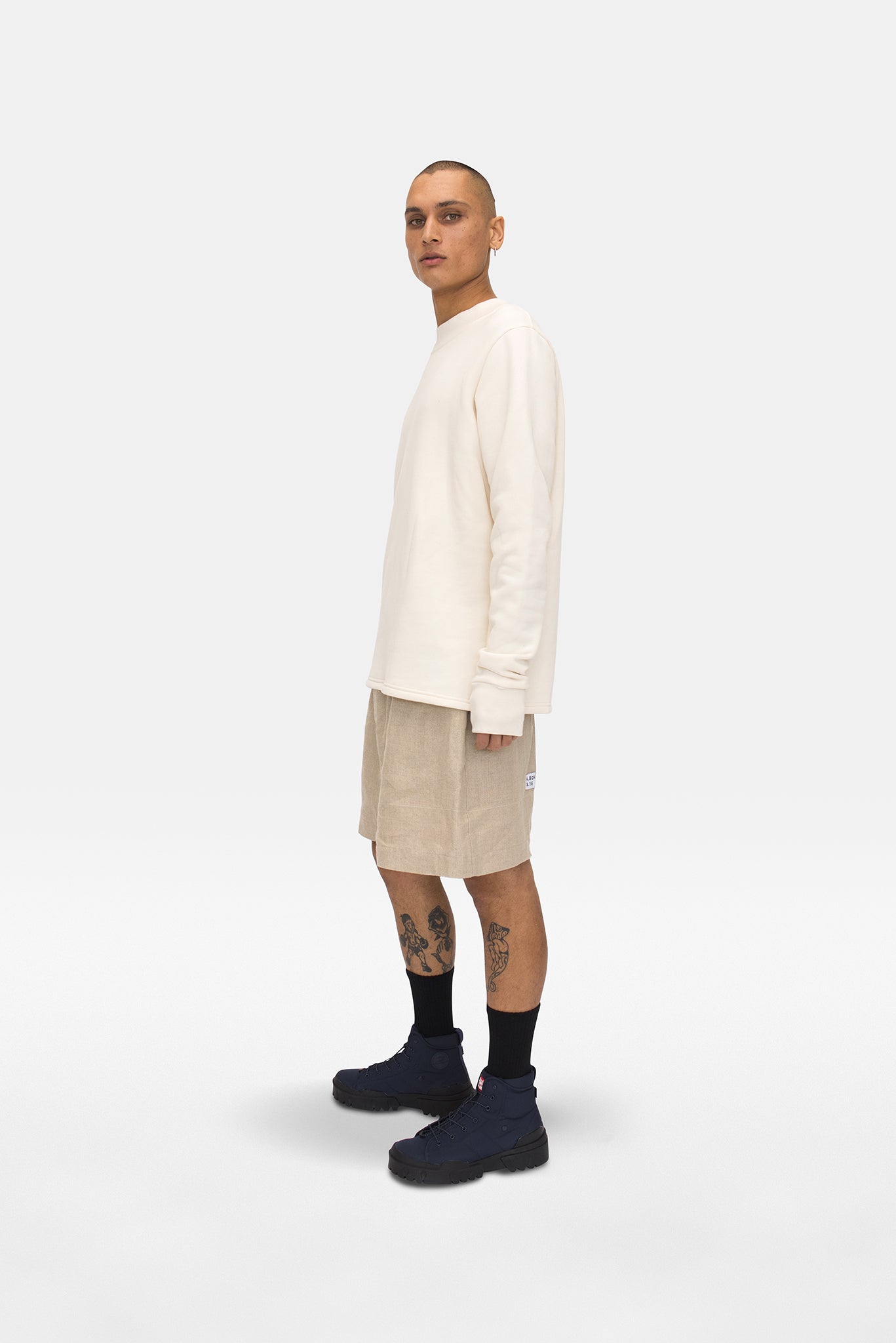 A.BCH A.16 Undyed Signature Shorts in Organic Linen