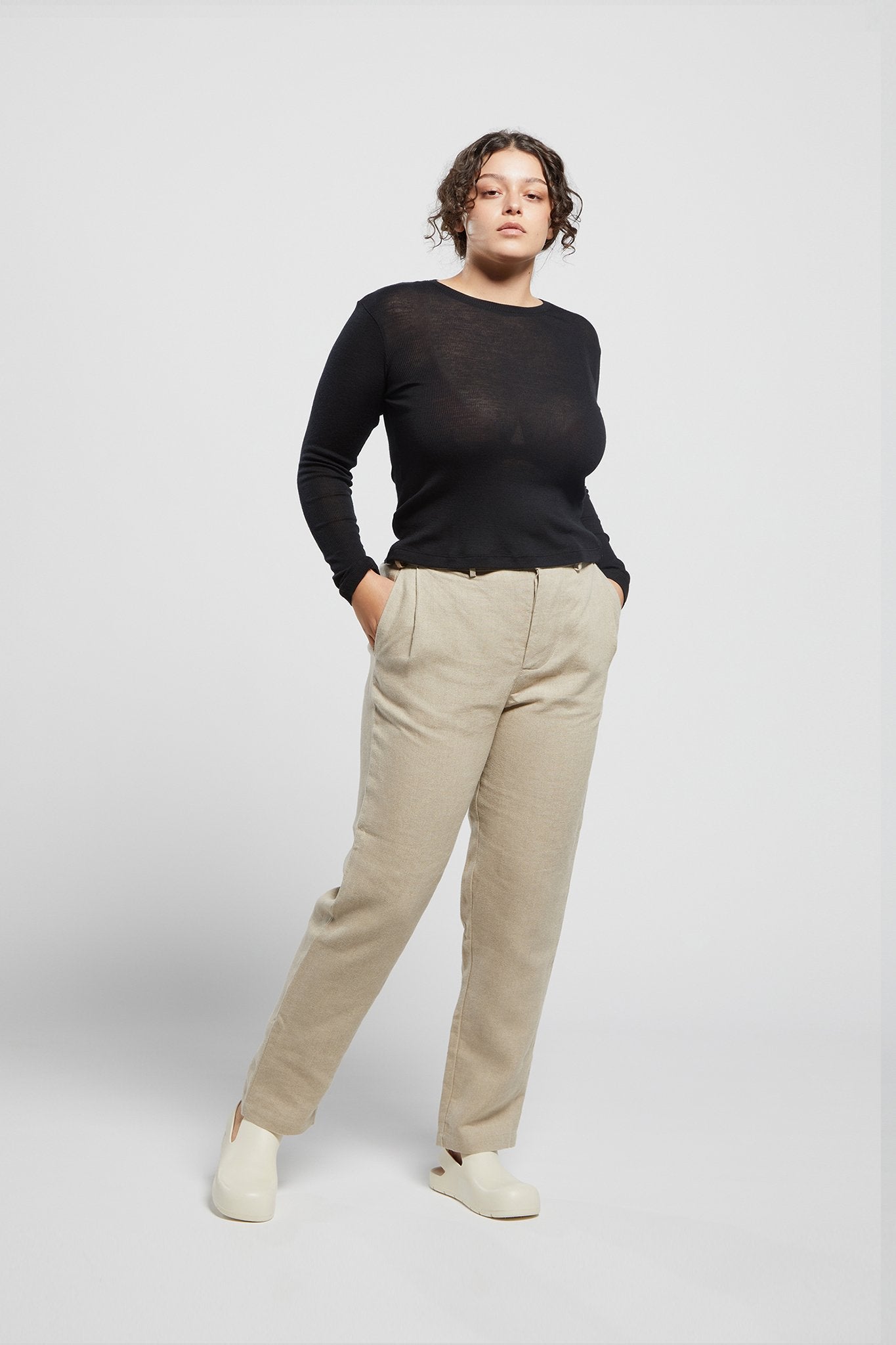 A.BCH A.18 Undyed Organic Linen Semi-Tailored Trousers