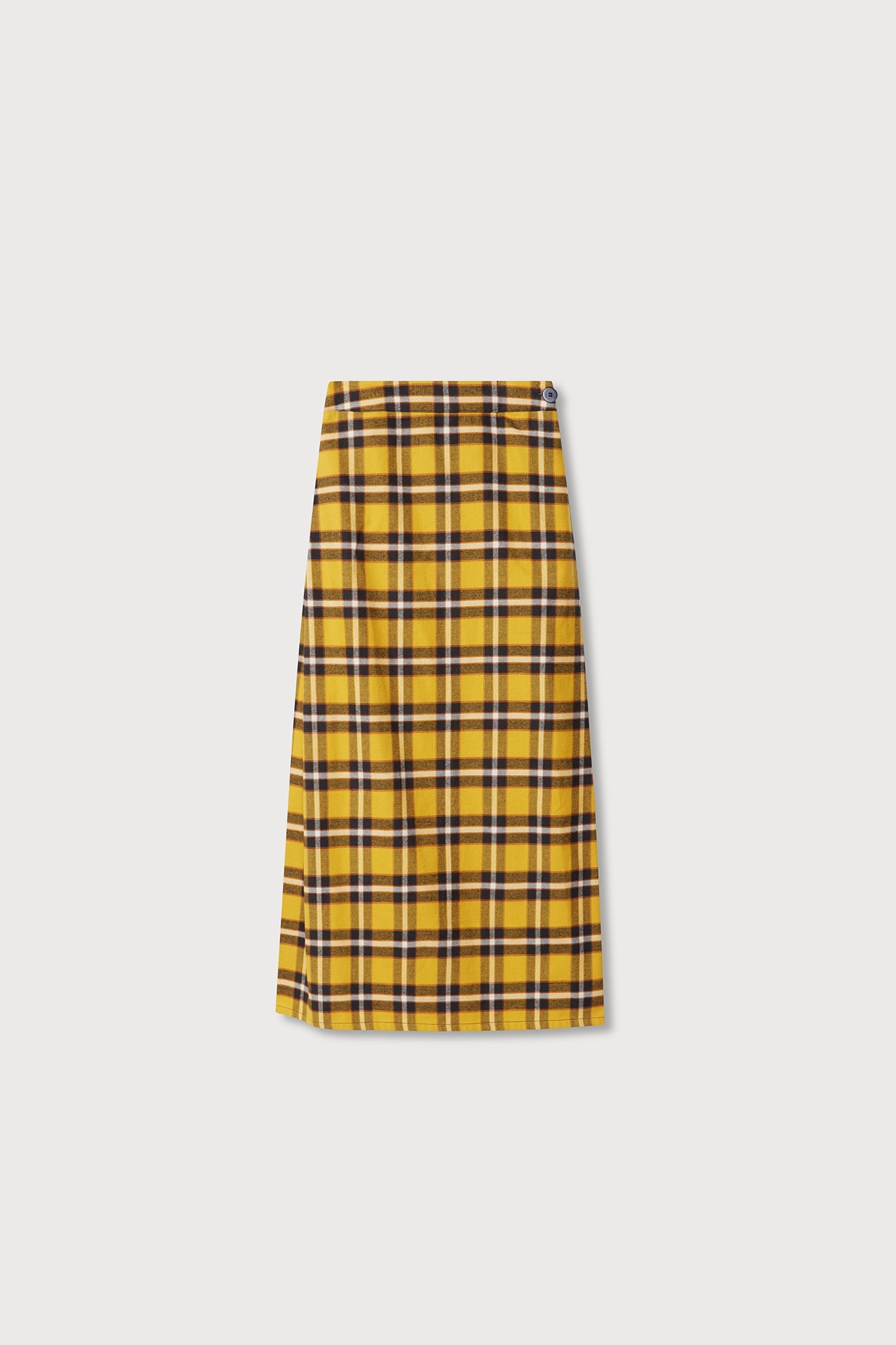 A.BCH A.25 Bolt Navy Marigold Plaid Skirt in Fine Flannel Japanese Organic Cotton