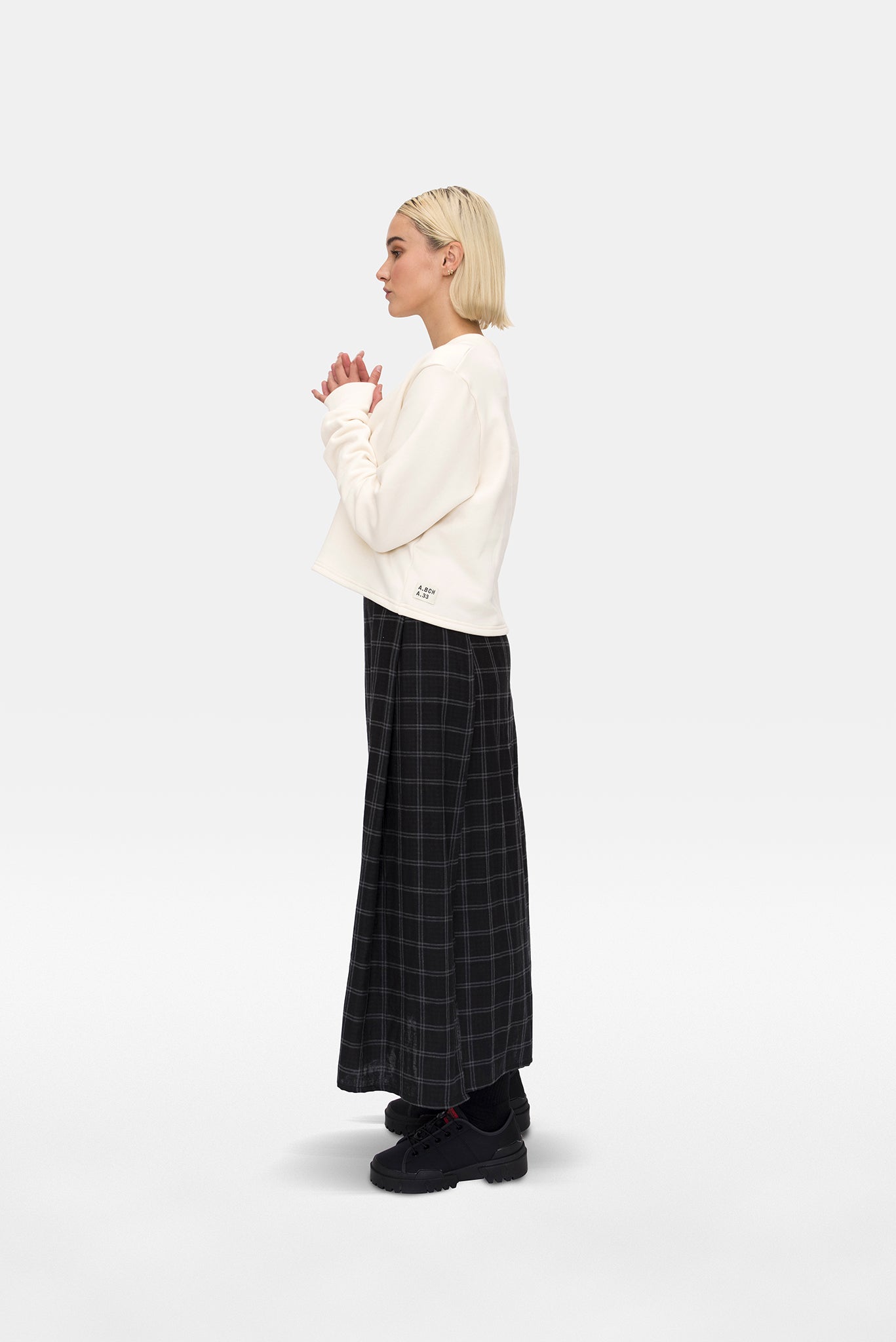 A.BCH A.25 Grey/Black Plaid Bolt Skirt in Organic Cotton