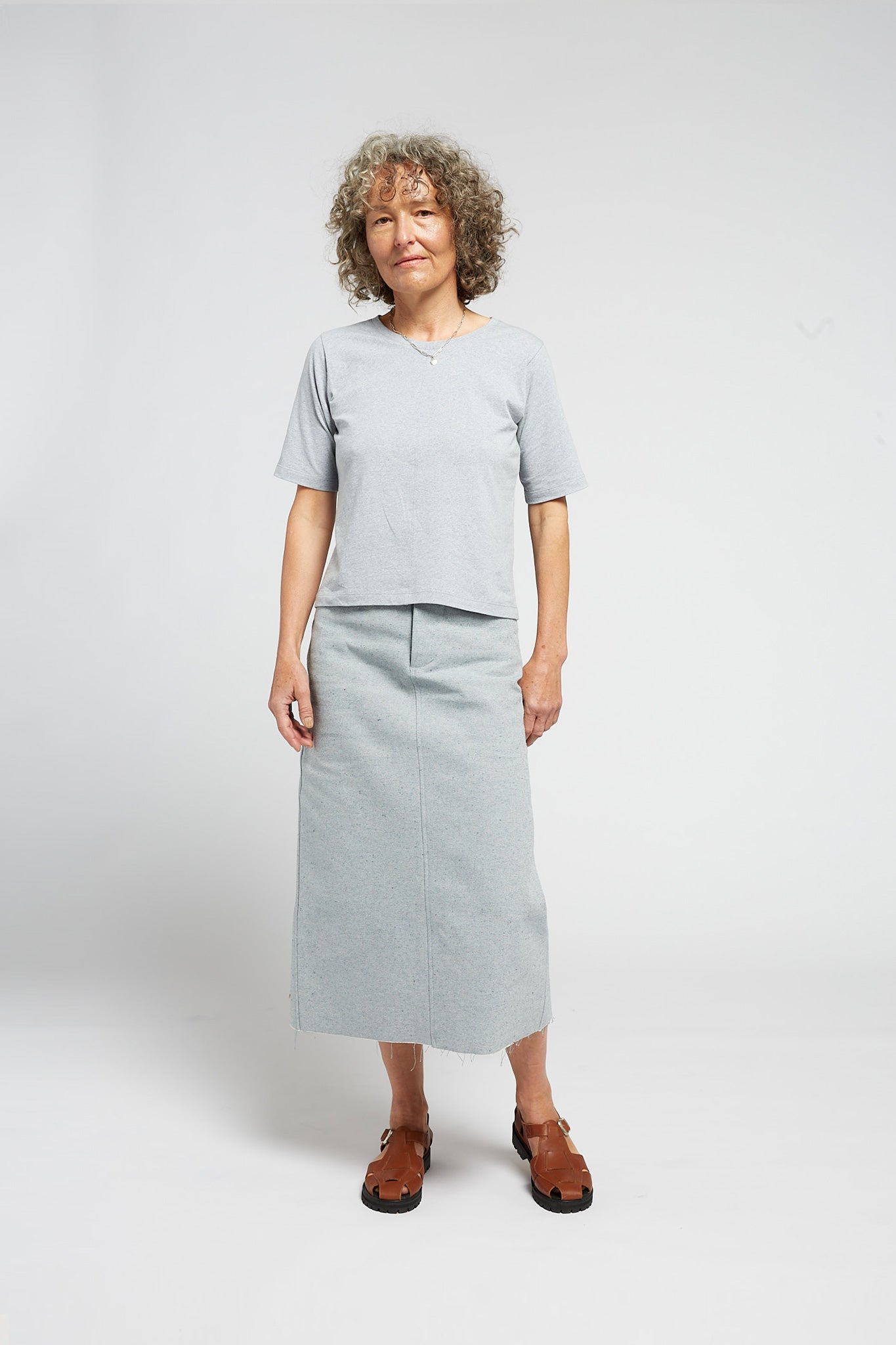 A.27 Light Blue Marle Tailored T-Shirt in Recycled + Organic Cotton