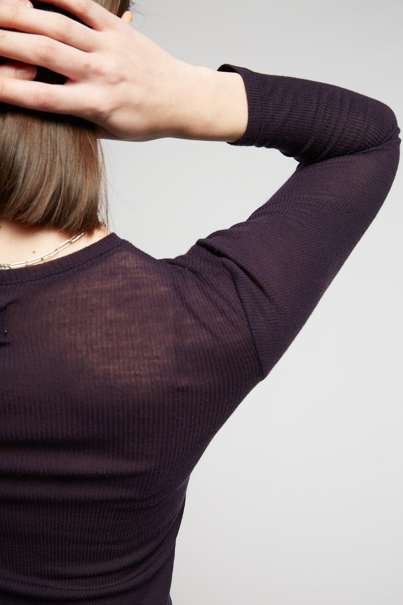 A.BCH A.34 Aubergine Long Sleeve Thermal T-Shirt in Australian Merino