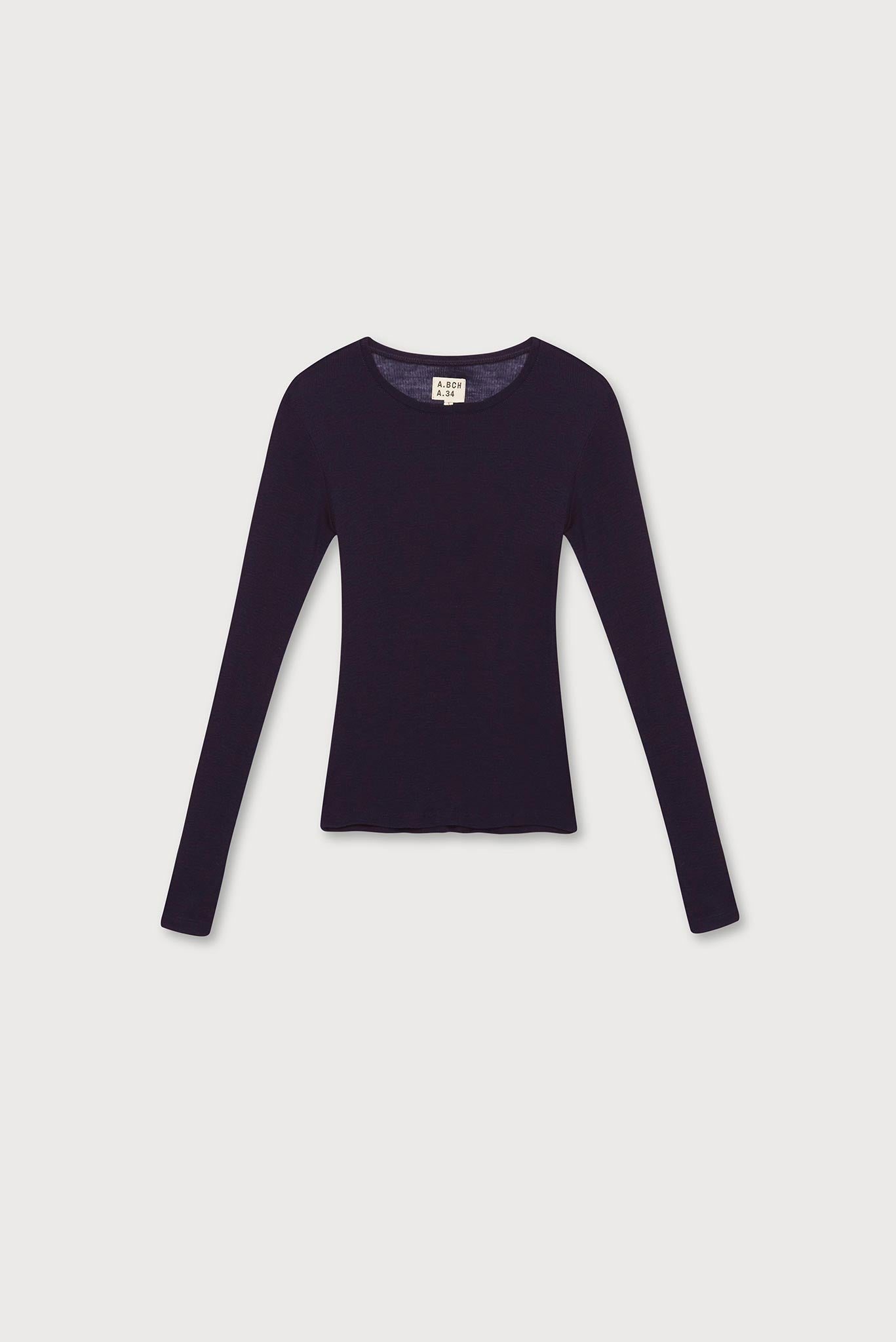A.BCH A.34 Aubergine Long Sleeve Thermal T-Shirt in Australian Merino