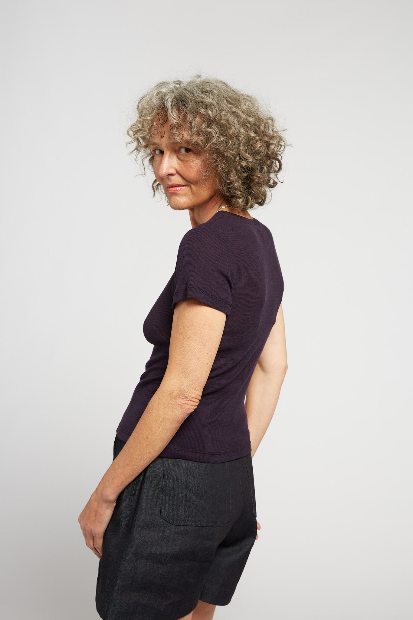A.BCH A.34 Aubergine Short Sleeve Thermal in Merino Wool