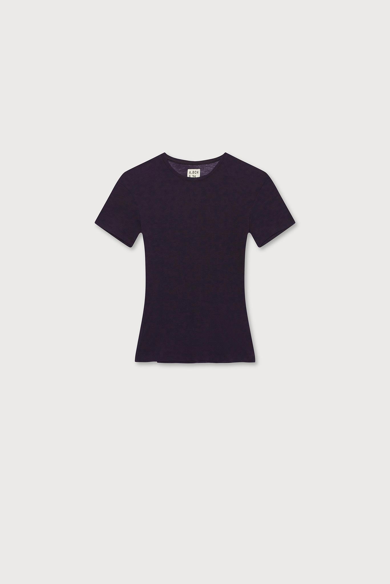 A.BCH A.34 Aubergine Short Sleeve Thermal T-Shirt in Australian Merino
