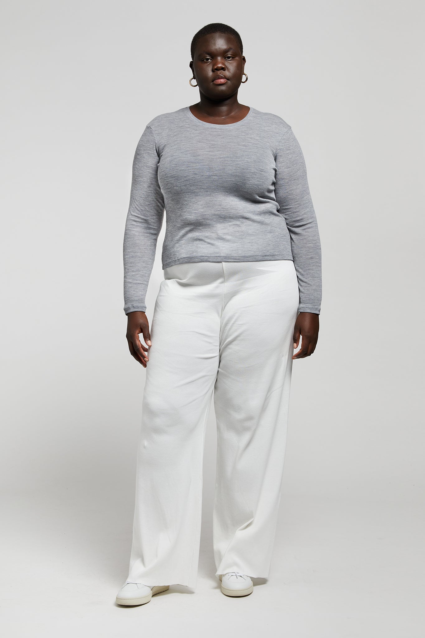 A.BCH A.34 Grey Marle Long Sleeve Thermal T-Shirt in Australian Merino