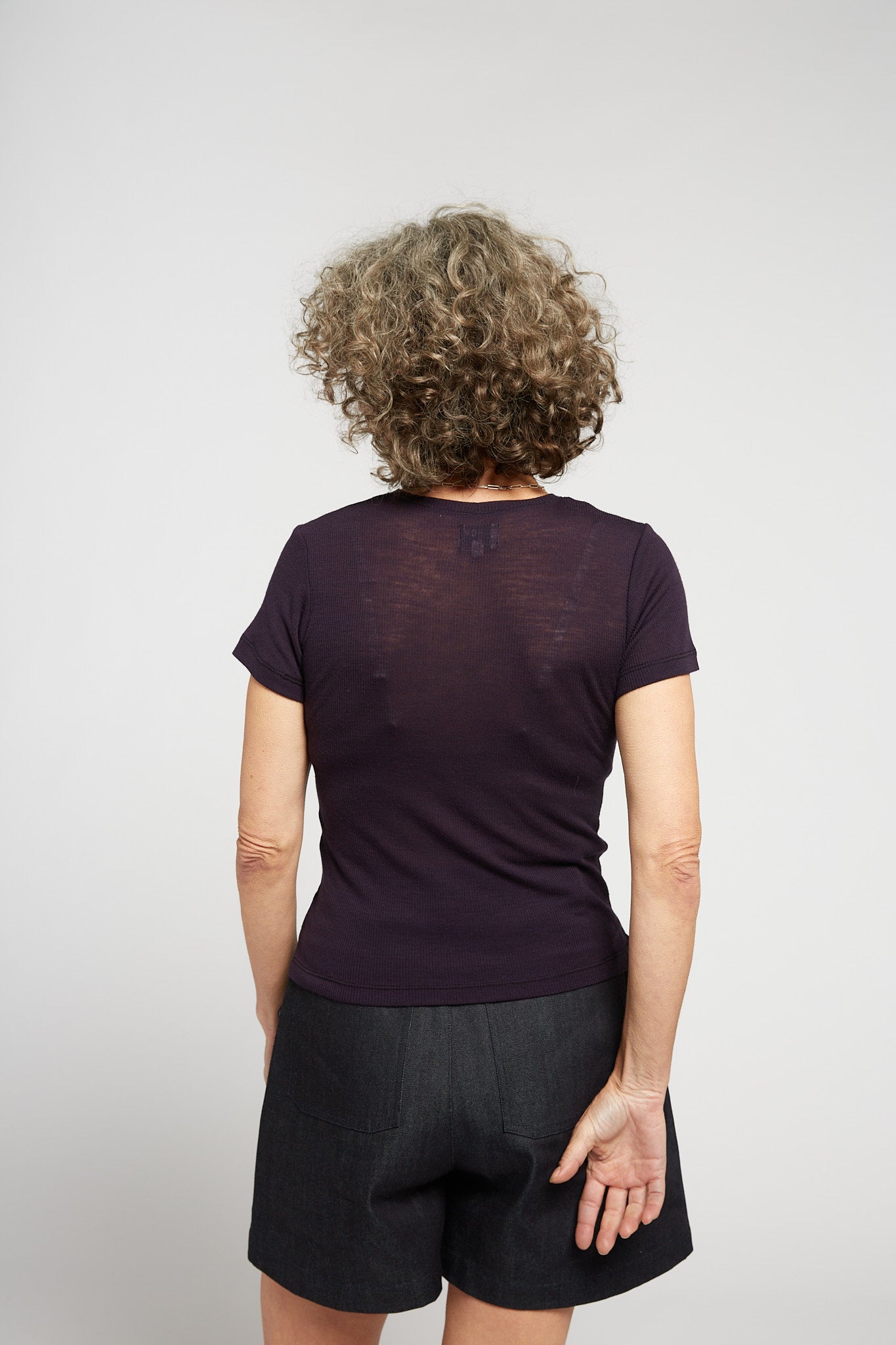 A.BCH A.34 Aubergine Short Sleeve Thermal T-Shirt in Australian Merino