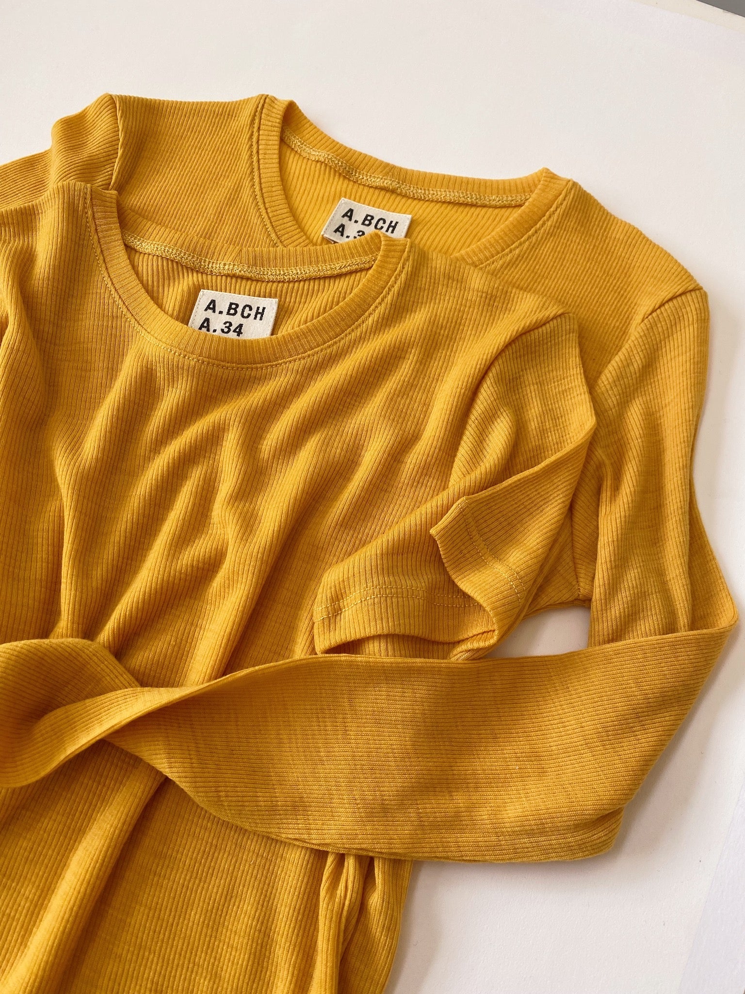 A.BCH A.34 Marigold Long Sleeve Thermal T-Shirt in Australian Merino