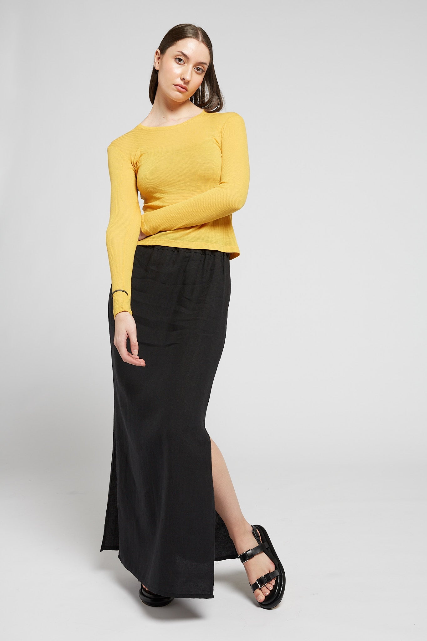 A.BCH A.34 Marigold Long Sleeve Thermal T-Shirt in Australian Merino