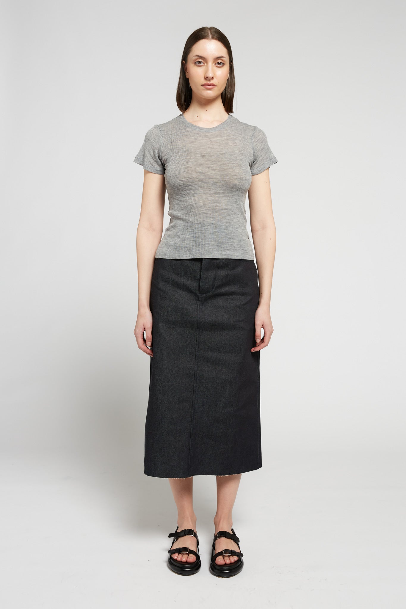 A.BCH A.34 Grey Marle Short Sleeve Thermal in Merino Wool