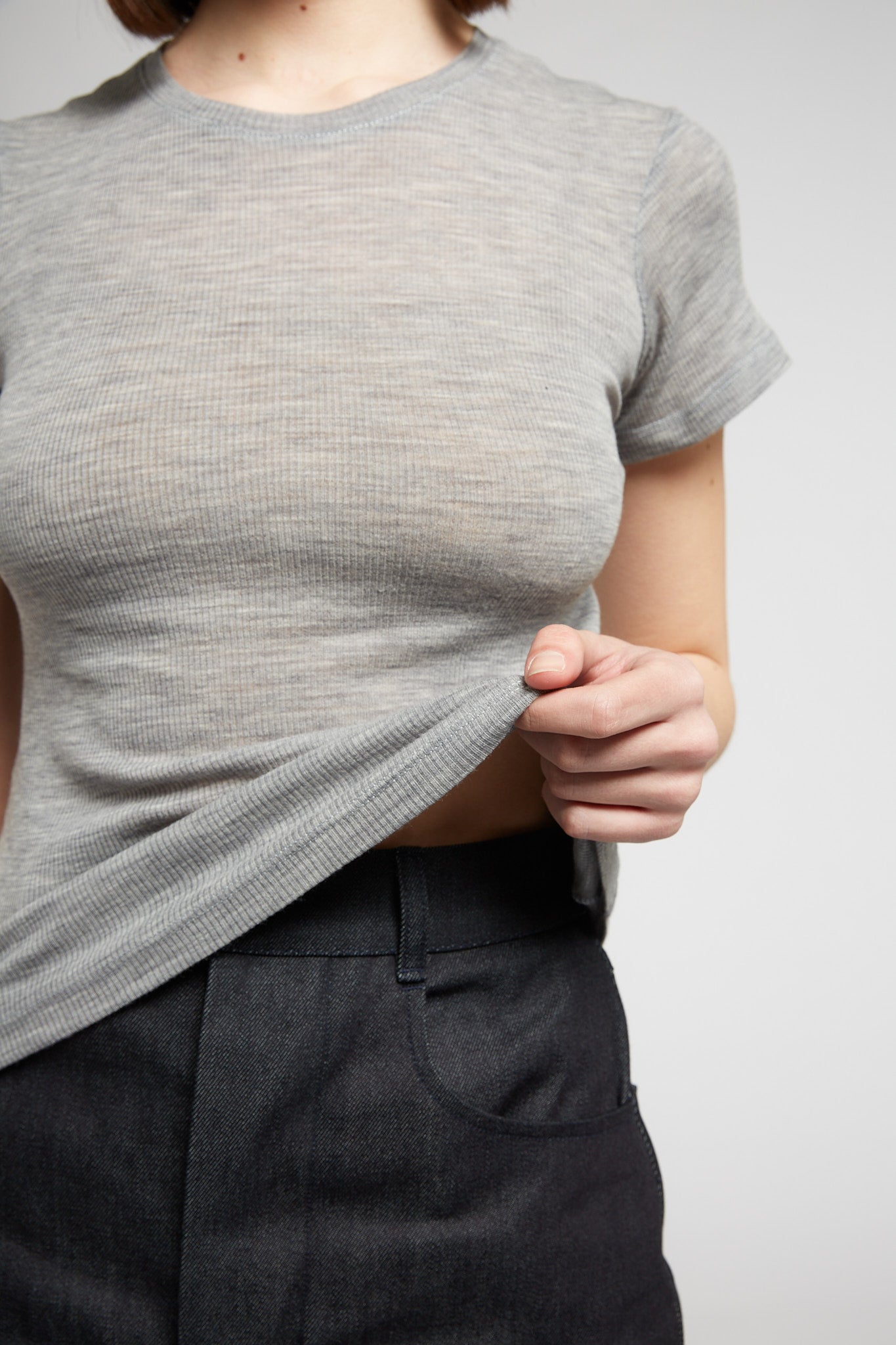 A.BCH A.34 Grey Marle Short Sleeve Thermal in Merino Wool