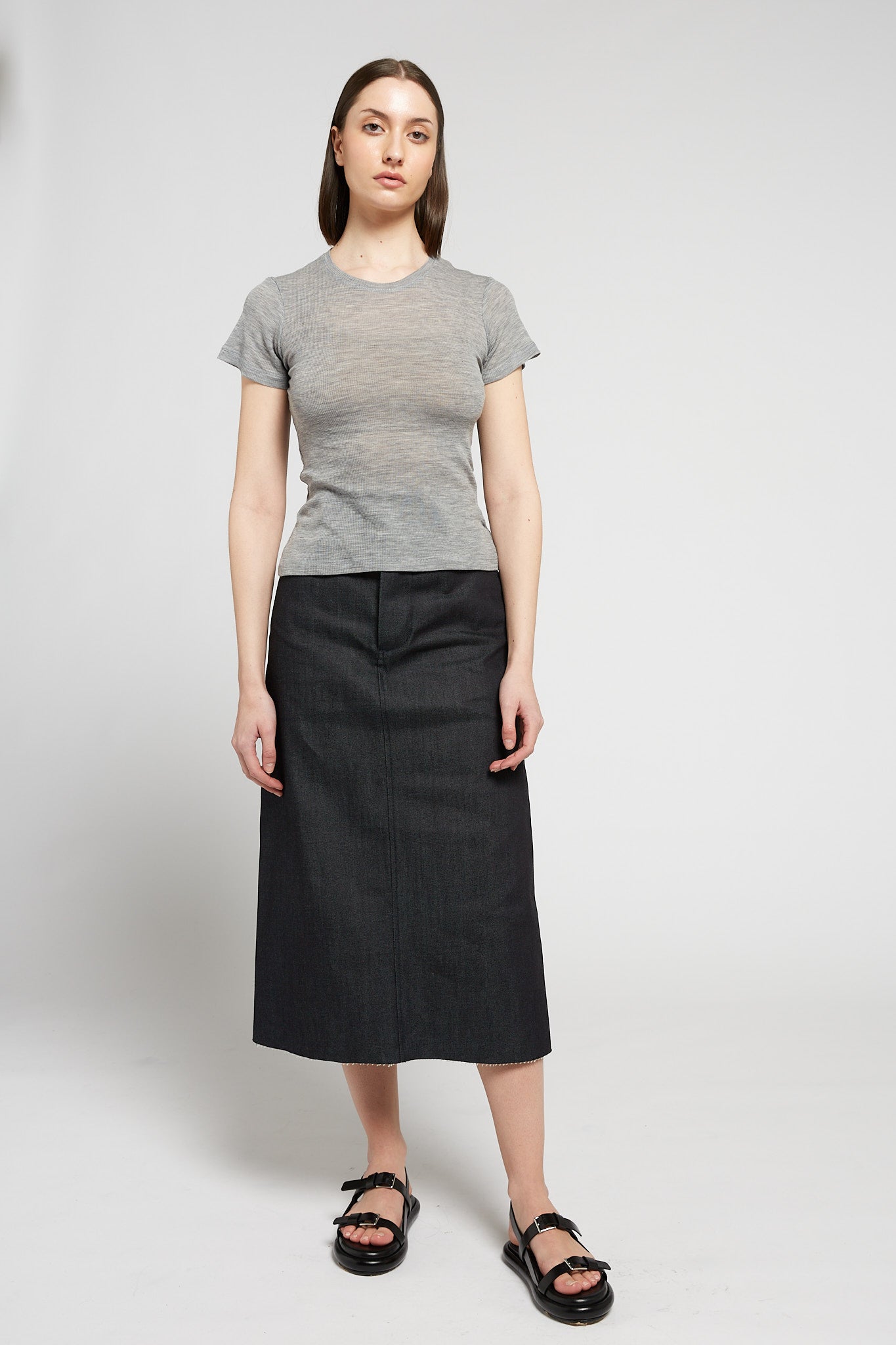 A.BCH A.34 Grey Marle Short Sleeve Thermal in Merino Wool
