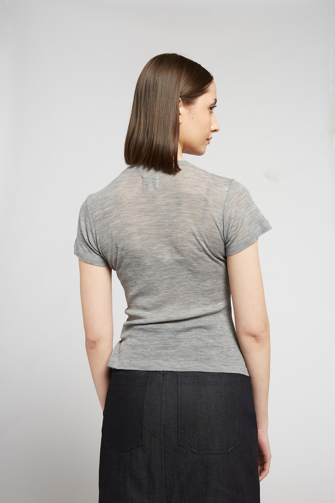 A.BCH A.34 Grey Marle Short Sleeve Thermal in Merino Wool