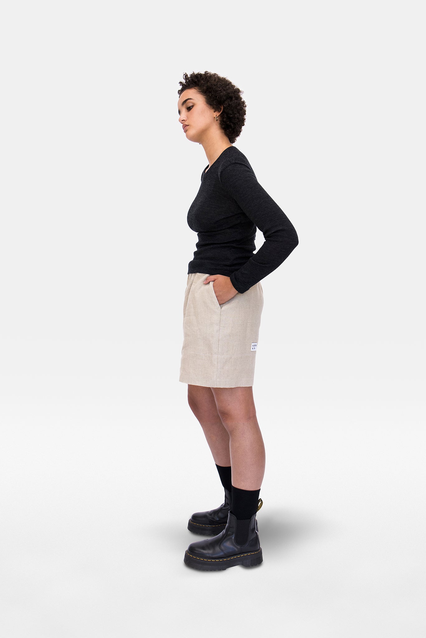 A.BCH A.34 Charcoal Long Sleeve Thermal T-Shirt in Australian Merino