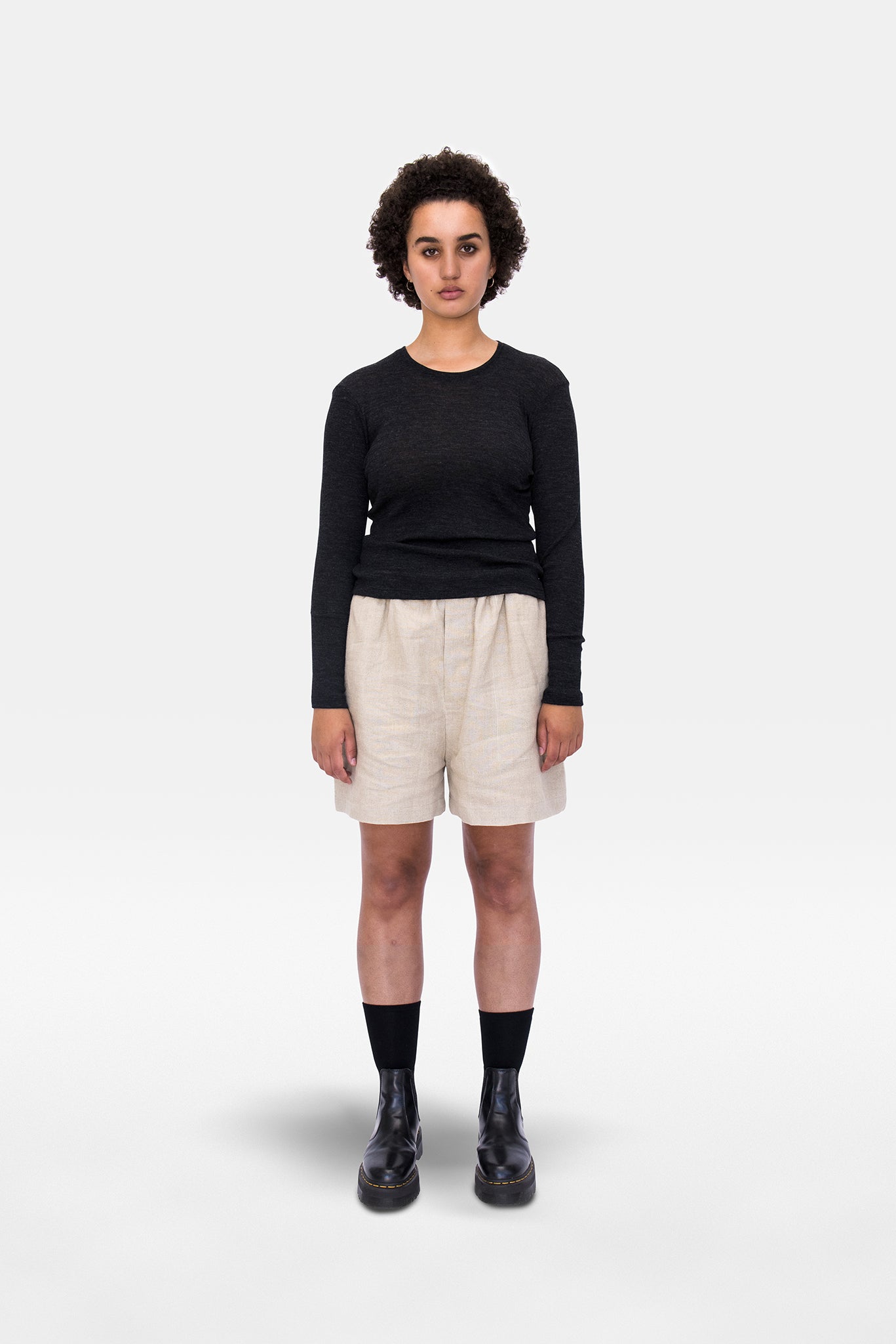 A.BCH A.34 Charcoal Long Sleeve Thermal T-Shirt in Australian Merino