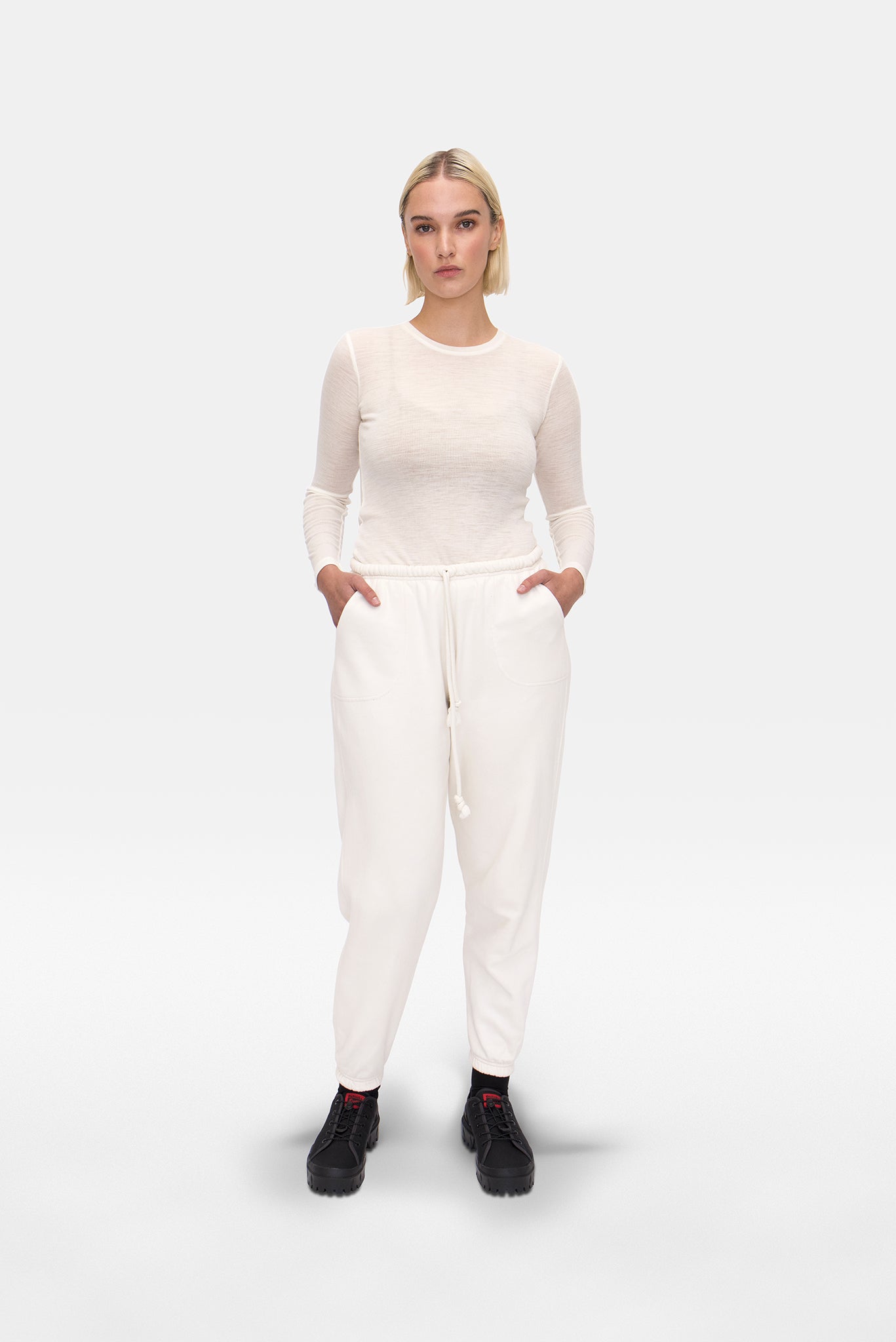 A.BCH A.34 Ivory Long Sleeve Thermal T-Shirt in Australian Merino